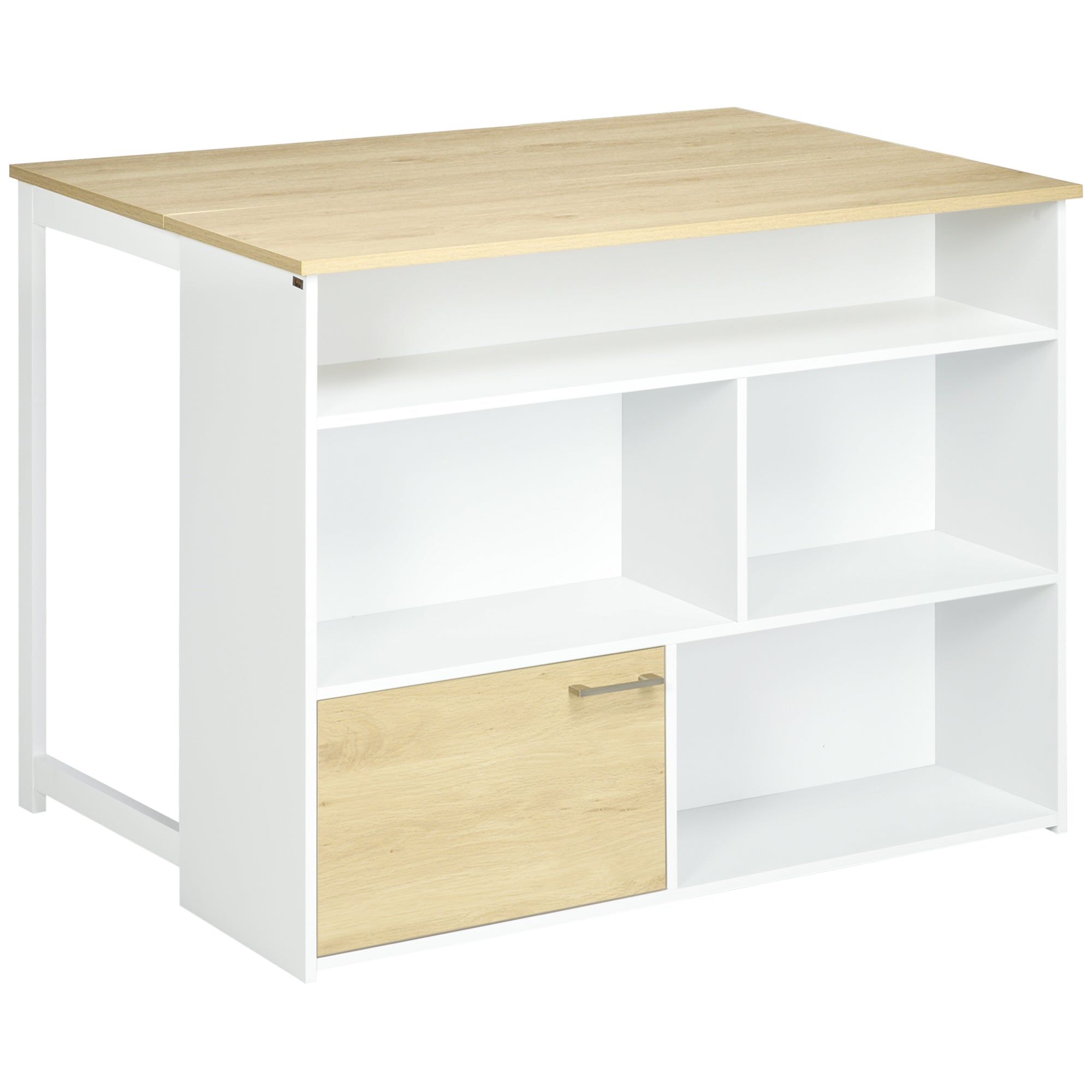 HOMCOM Ausziehbarer Bartisch mit Klapptisch und Stauraum für die Küche und das Esszimmer 116x79,5x91 cm Weiß