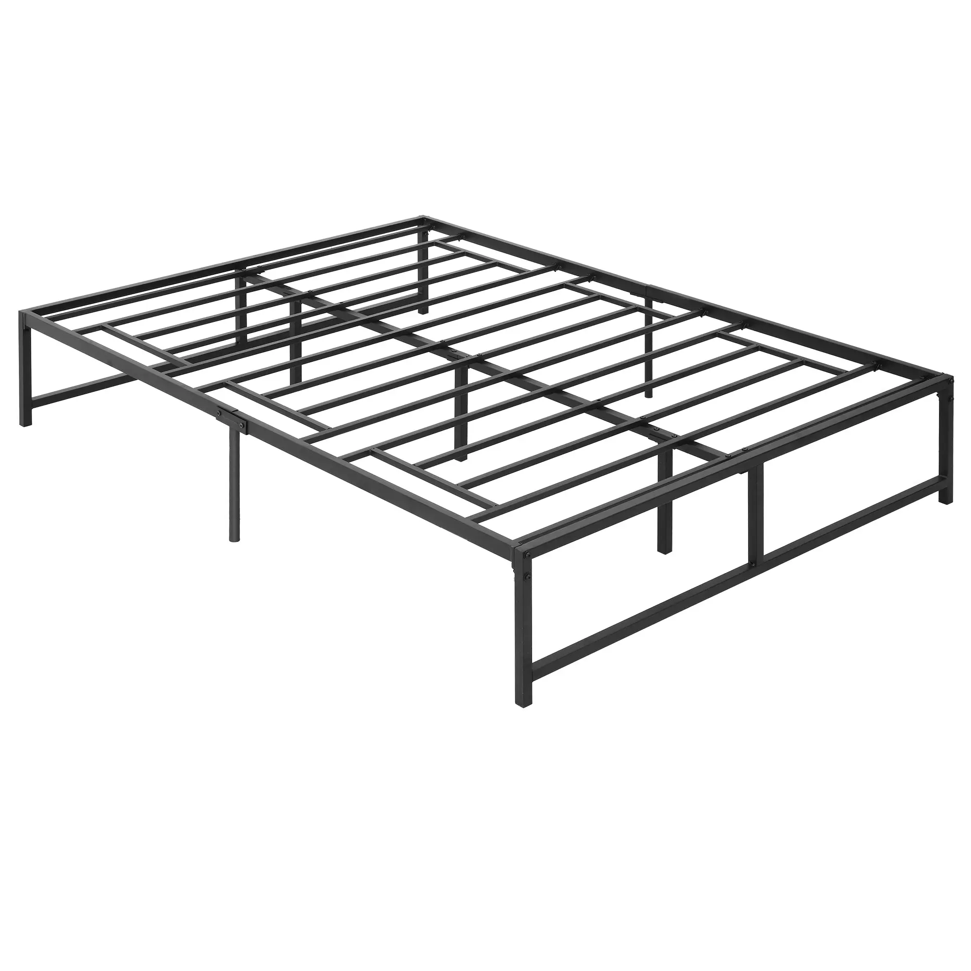Double Bed Frame 135x190 cm with 35 cm Legs Matrimonial Bed Frame with Black Storage Space Below