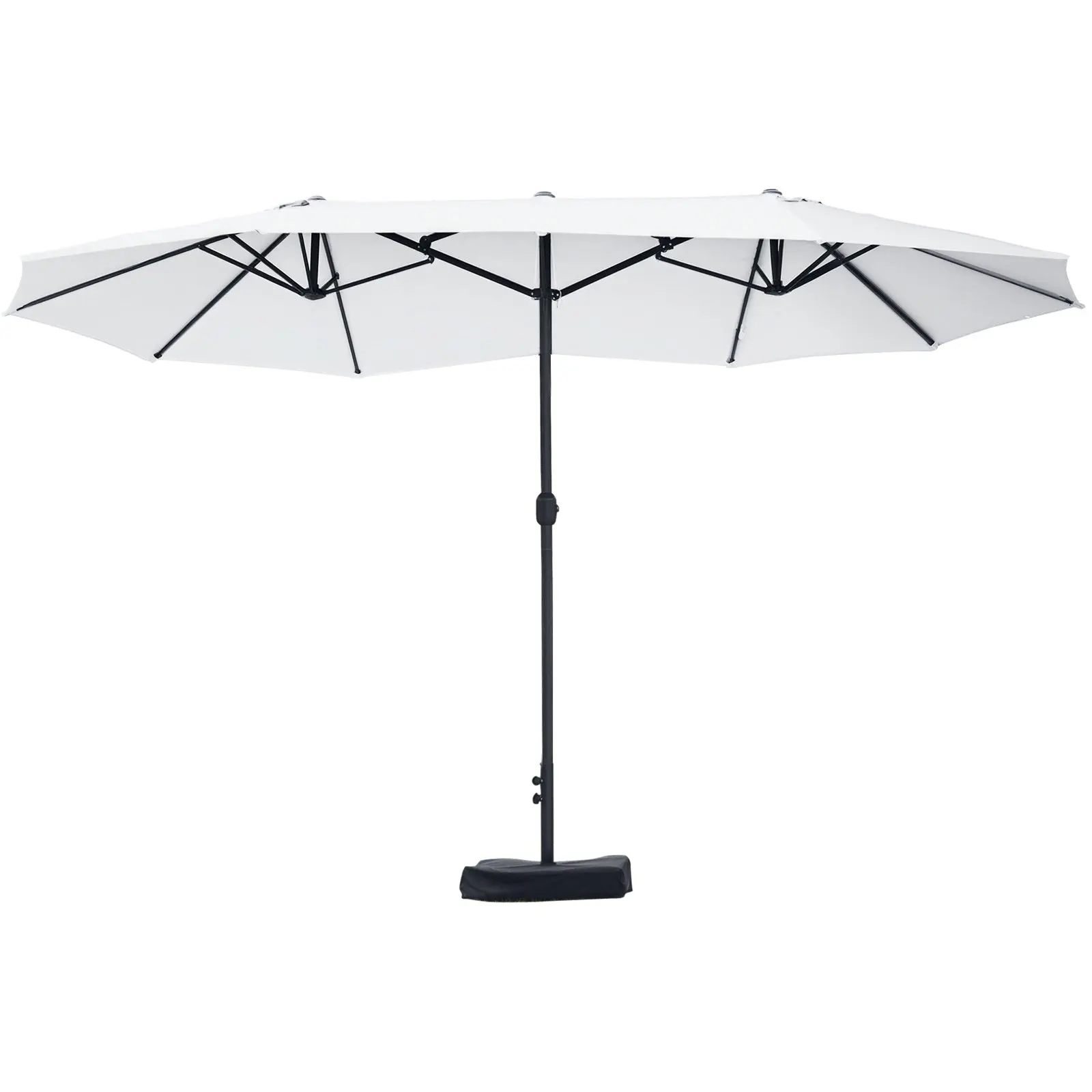 Outdoor Garden Double Rectangular Parasol 4.6L x 2.7W x 2.4H m with crank opening closing, sandbags and base included, for balcony, pool, beige