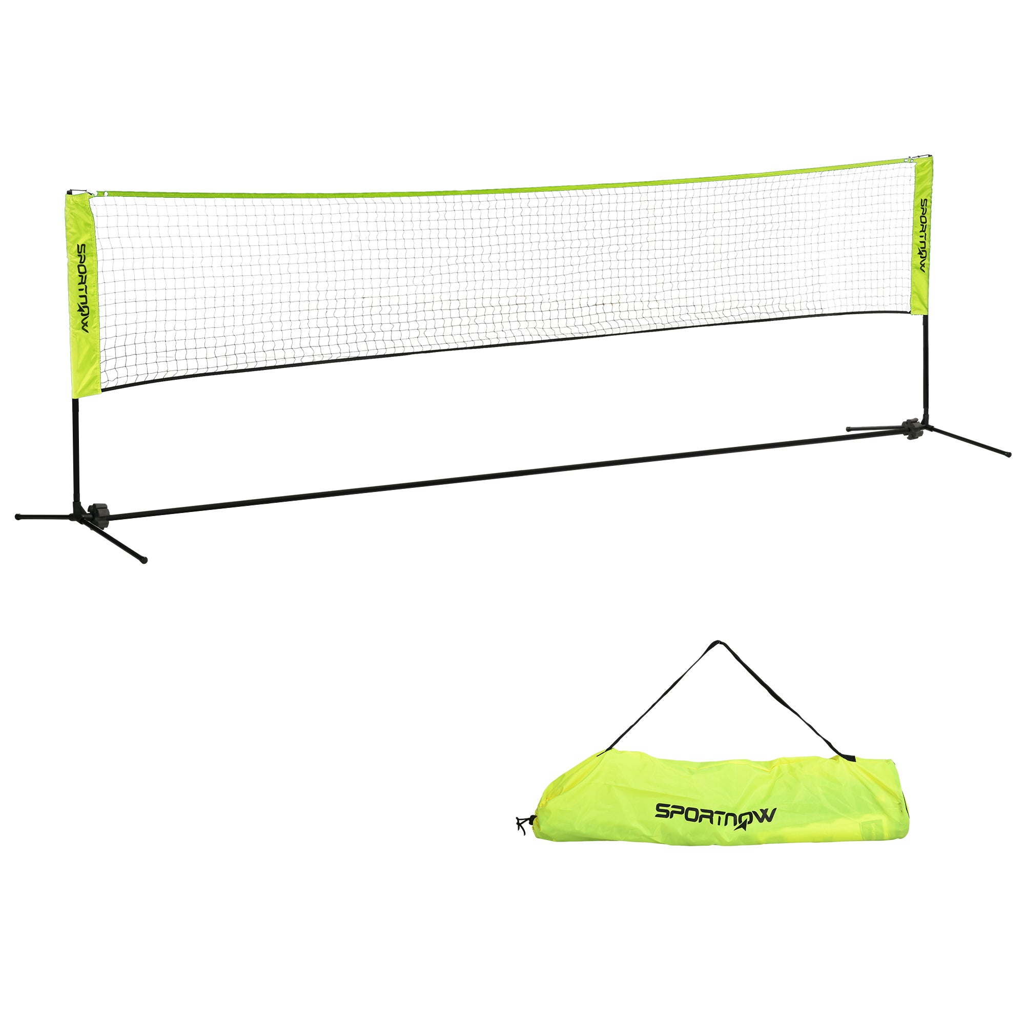 SPORTNOW Badmintonnetz-Set - Faltbares Volleyballnetz, höhenverstellbar von 103/120/155 cm, mit Tragetasche für Innen und Außen, Metall Polyester Gelb