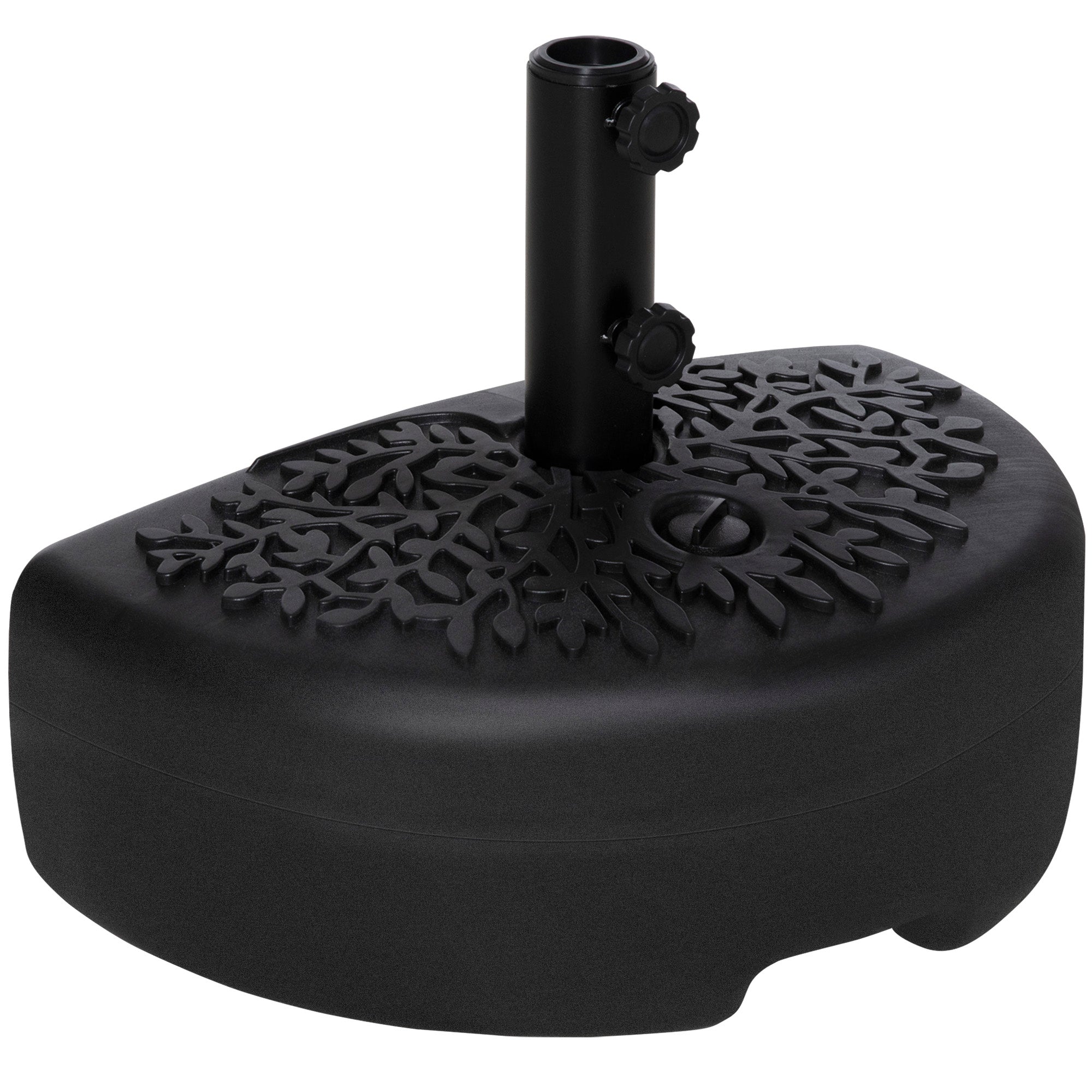 Outsunny Vægmonteret Parasolbase Ø38/48 mm Halvcirkelformet Fyldbar Parasolstativer med 21 kg Vand eller 18 kg Sand til Have Terrasse Udendørs 50x31x38 cm Sort