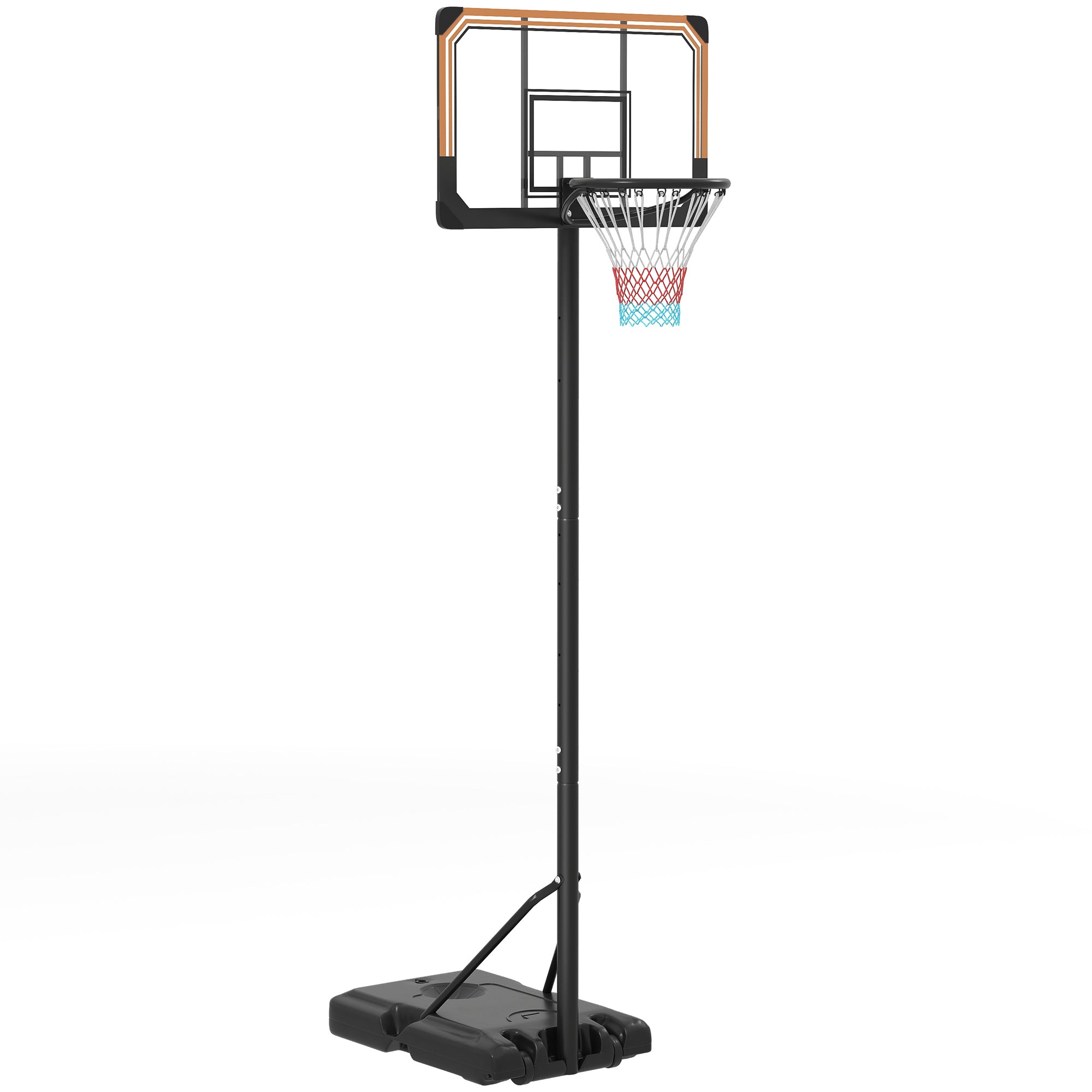 SPORTNOW Basketkorg Utomhus med Ställning, Justerbar Höjd 182-213 cm Basketställning med Hjälp och Vatten/Sandfyllt Ställ