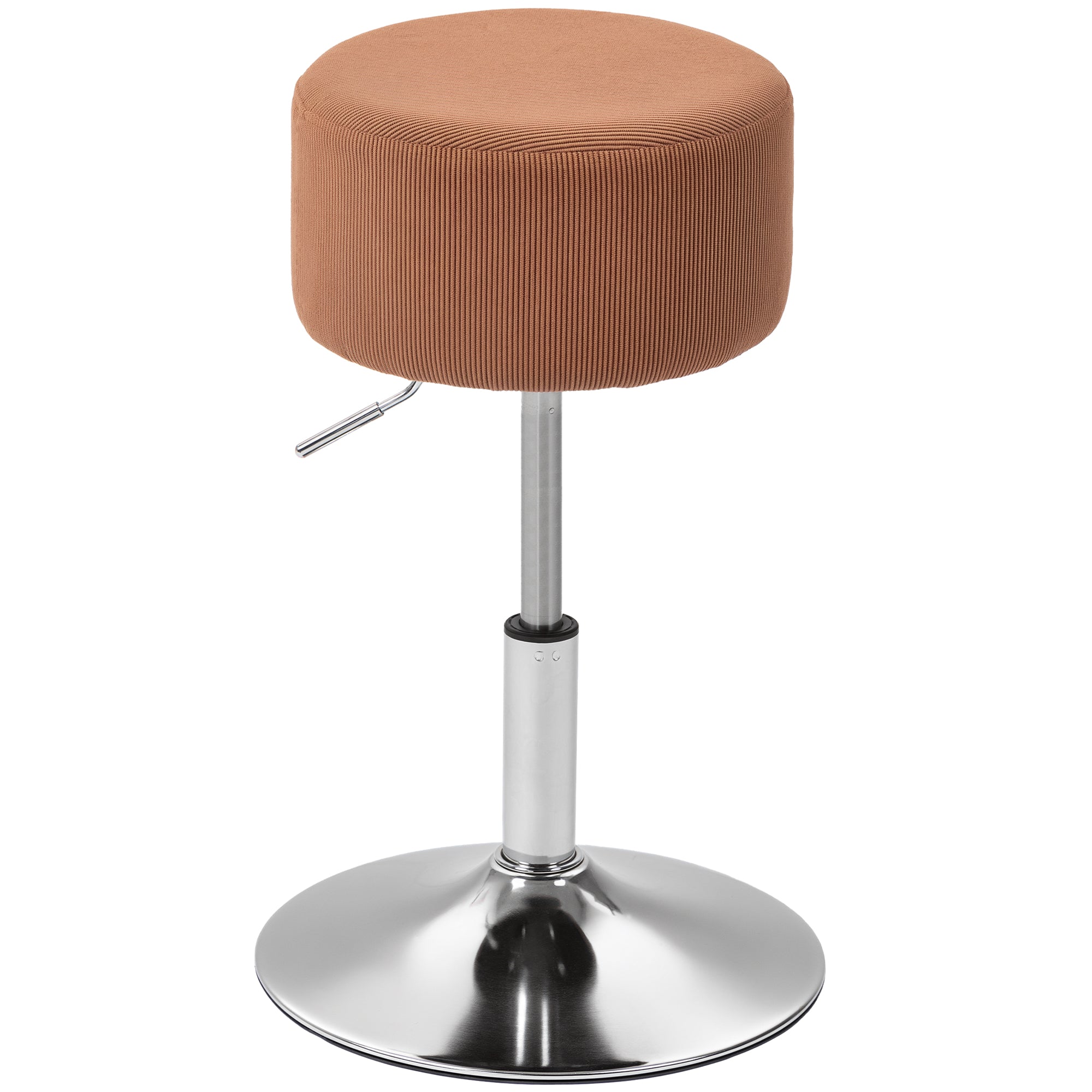 HOMCOM Barstol Hög Kökstol Justerbar Höjd 52-66 cm Klädd i Sammet 360° Svängbar för Matbord Sminkbord Brun