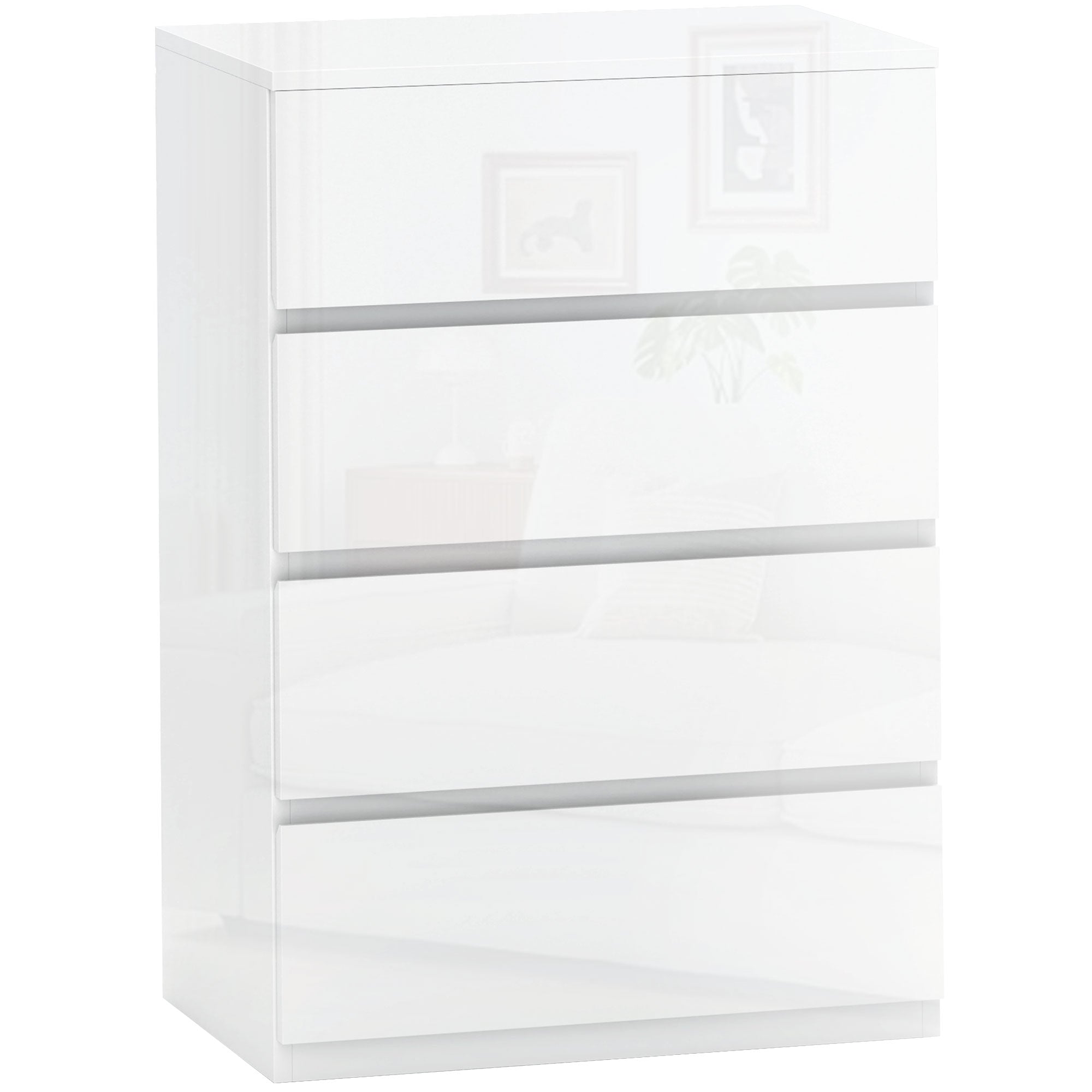 HOMCOM Komoda s 4 ladice - Moderna komoda s dizajnom protiv prevrnusa za dnevni boravak i hodnik 55x33x80 cm