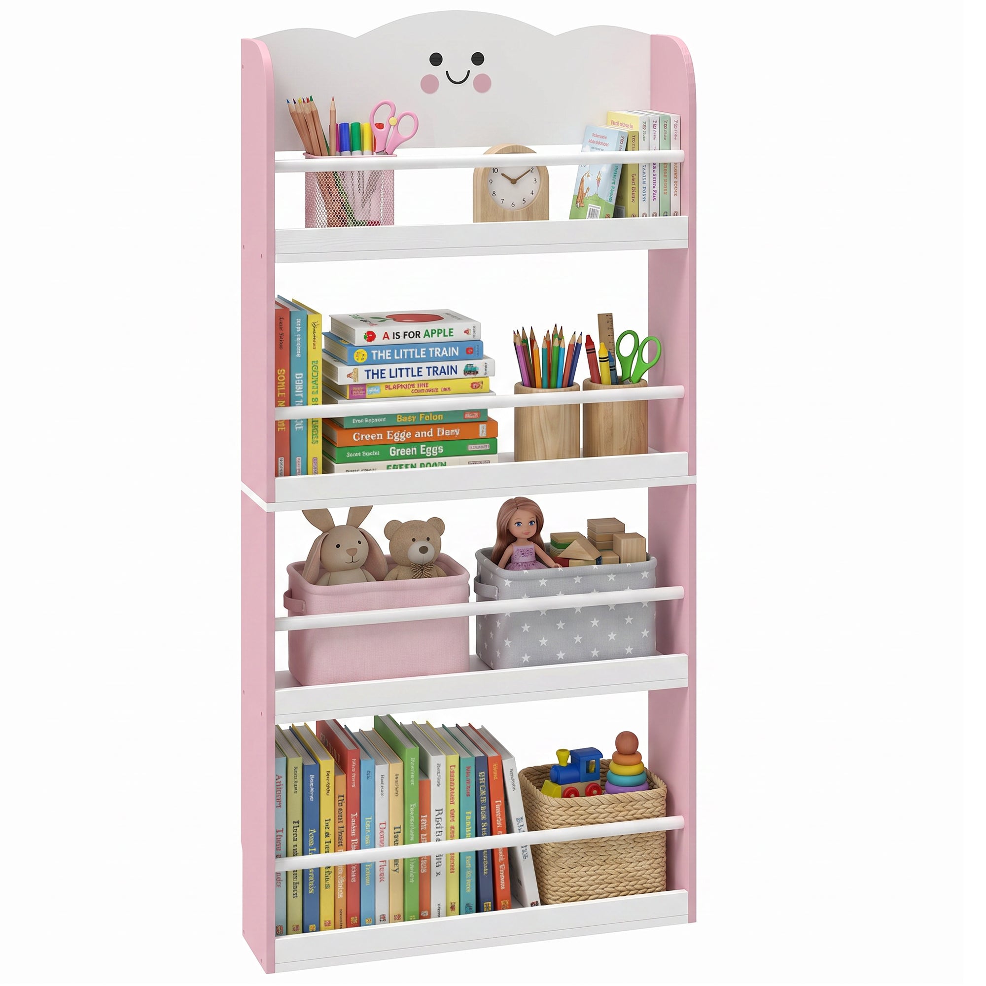 AIYAPLAY 4‑stufiges Wandregal für Kinder – Rosa Cotton-Candy Aufbewahrung für Spielzimmer & Kinderzimmer