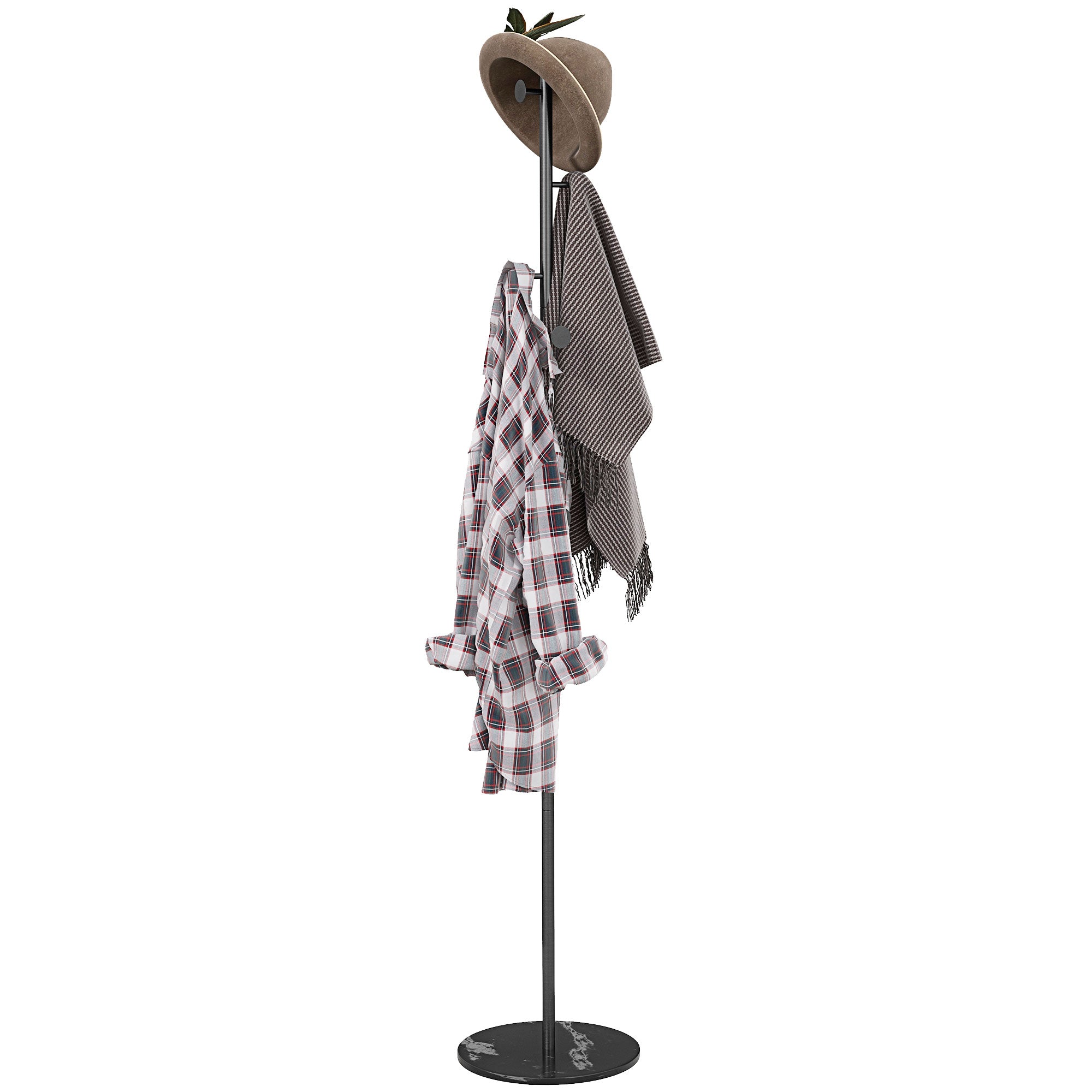 Portemanteau HOMCOM Autonome avec 6 Crochets Disques et Base en Ardoise, Support de Manteau en Acier pour Hall d'Entrée et Chambre, Noir