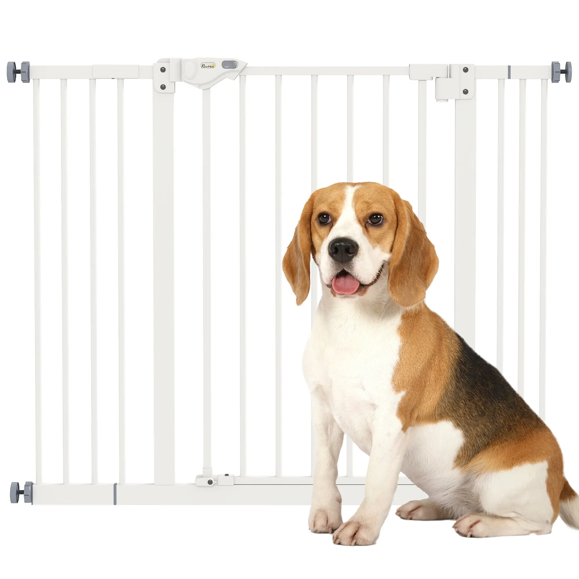 Dog and Pet Gate 2 Extensions Adjustable Width Up to 100 cm with Automatic Closure, White