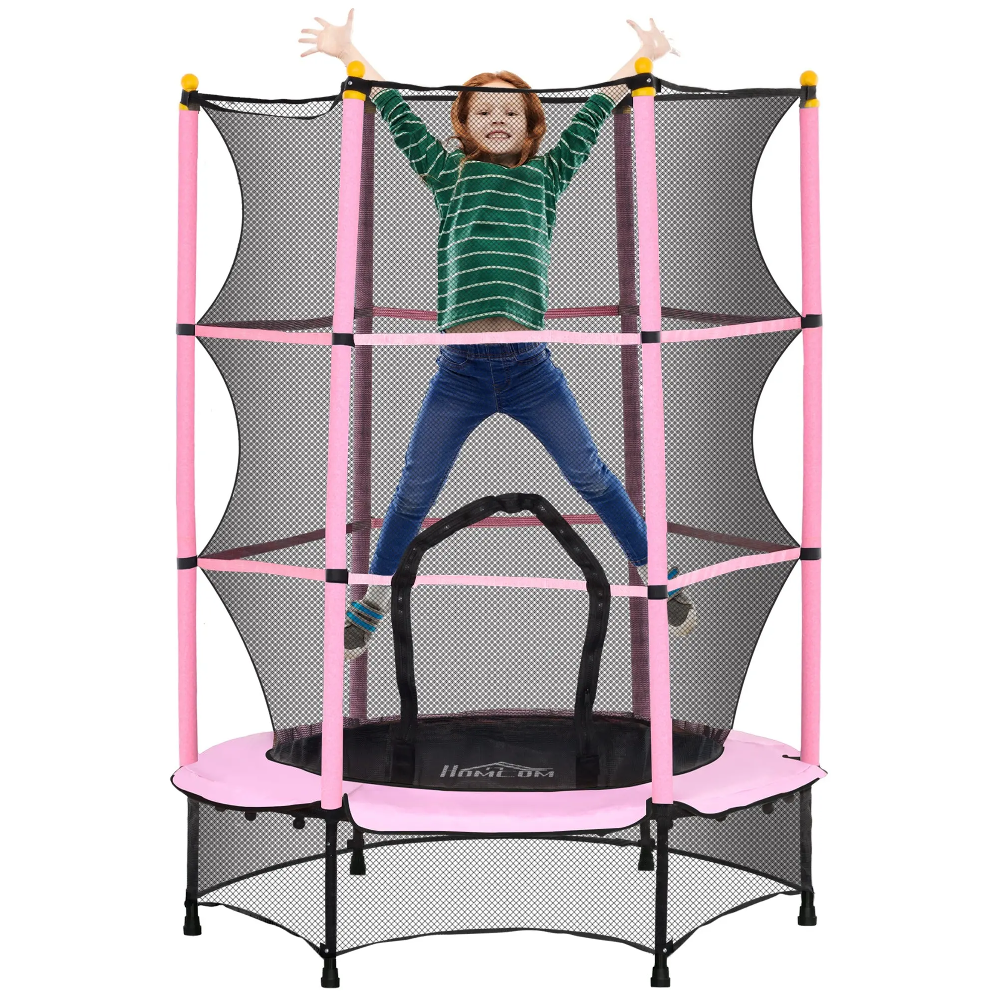 Kids Trampoline ?140 cm, Trampoline with Safety Net, Edge Cover, Garden Trampoline for Children 3-10 Years, Up to 50 kg, Pink