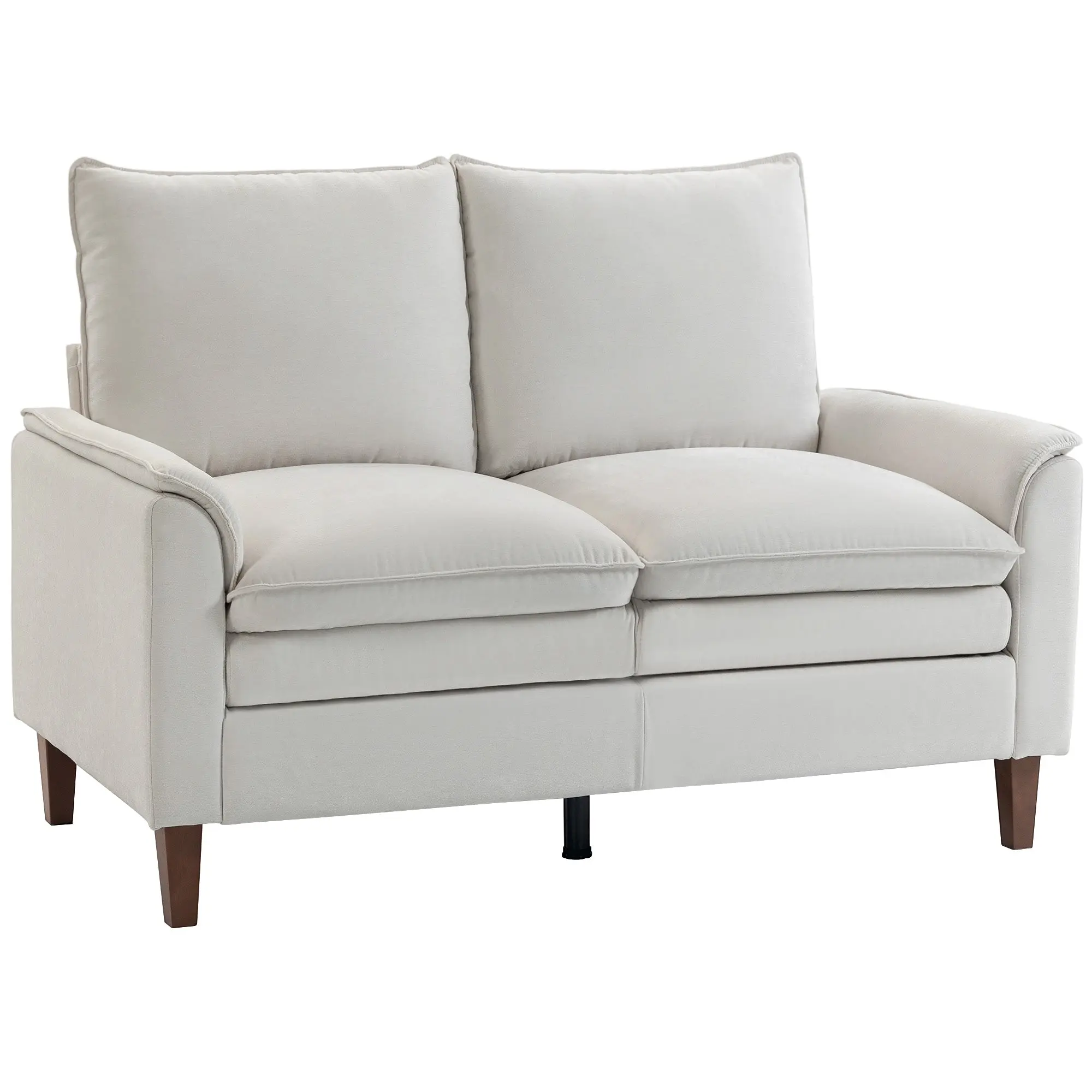 57.5 in 2-Seater Loveseat Sofa, Modern Chenille with Dual-Layer Cushioning, Pocket-Spring Seat, Deep Seating, High Back & Rubberwood Legs – Cream White
