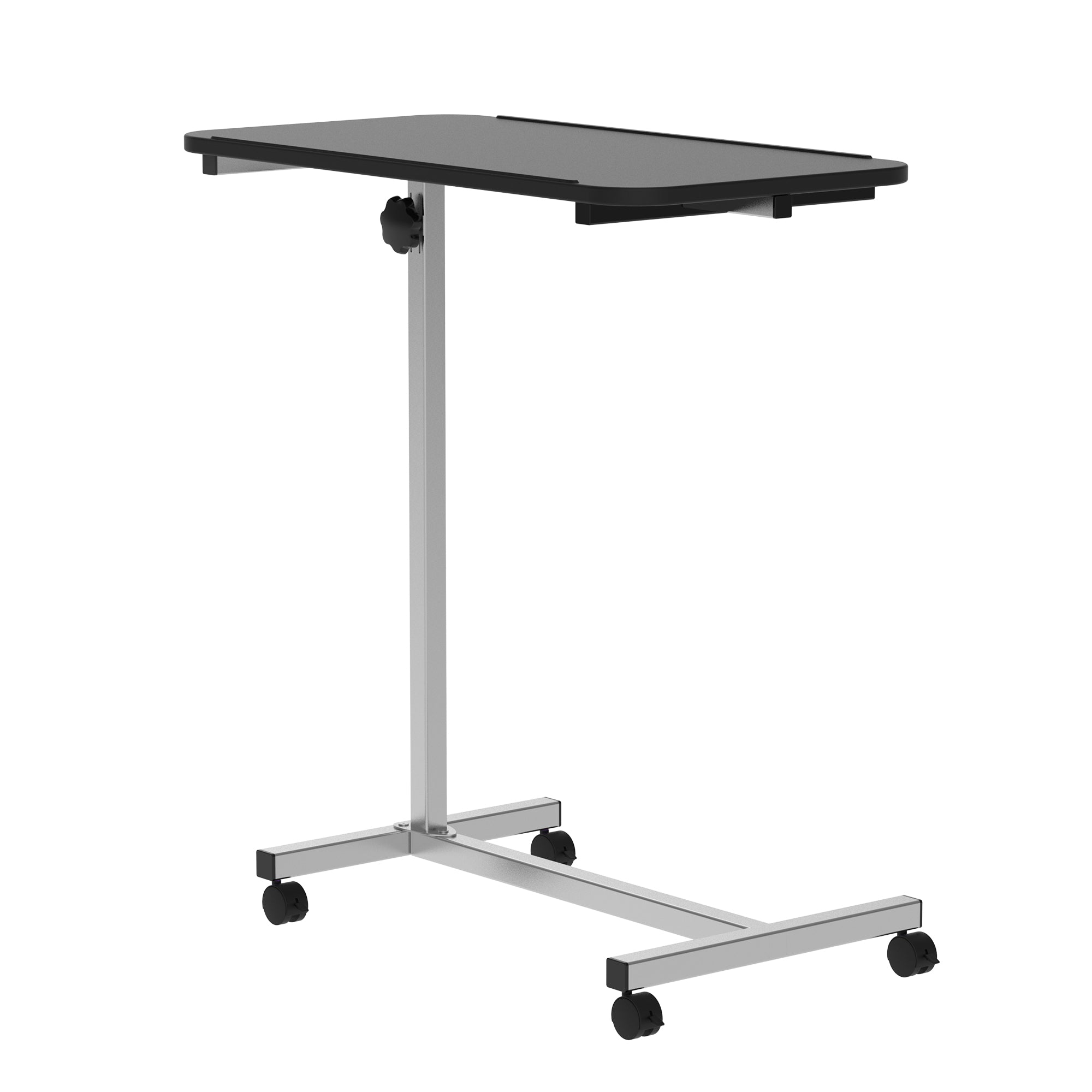 Side Table with Wheels Sofa Table with Adjustable Height and Metal Frame 44.5"x15.75"x30-39.4" Black and Silver