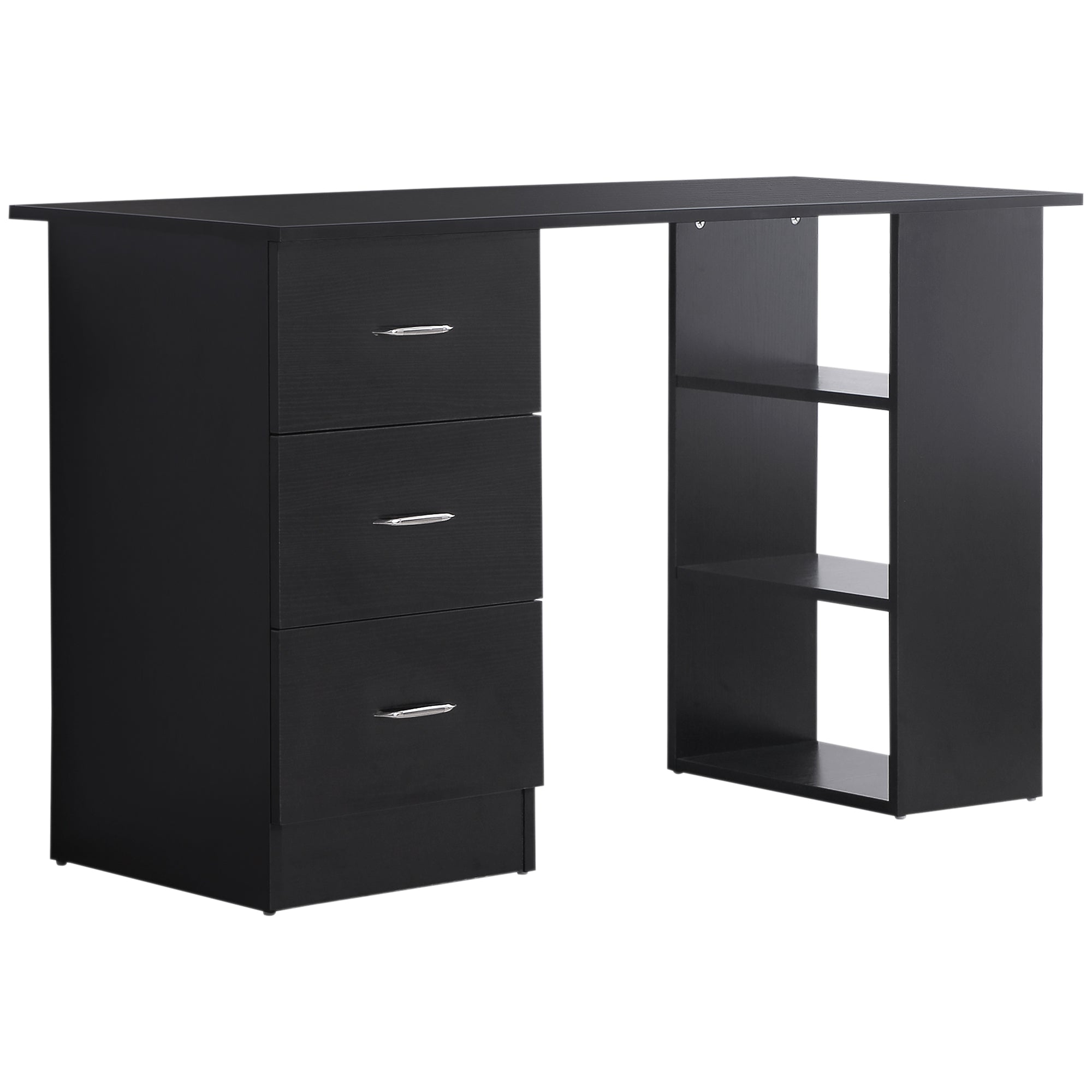 Desk with Storage, Computer Table 120 x 50 cm, Computer Desk with Shelves and Drawers, for Small Spaces, Bedroom, Black