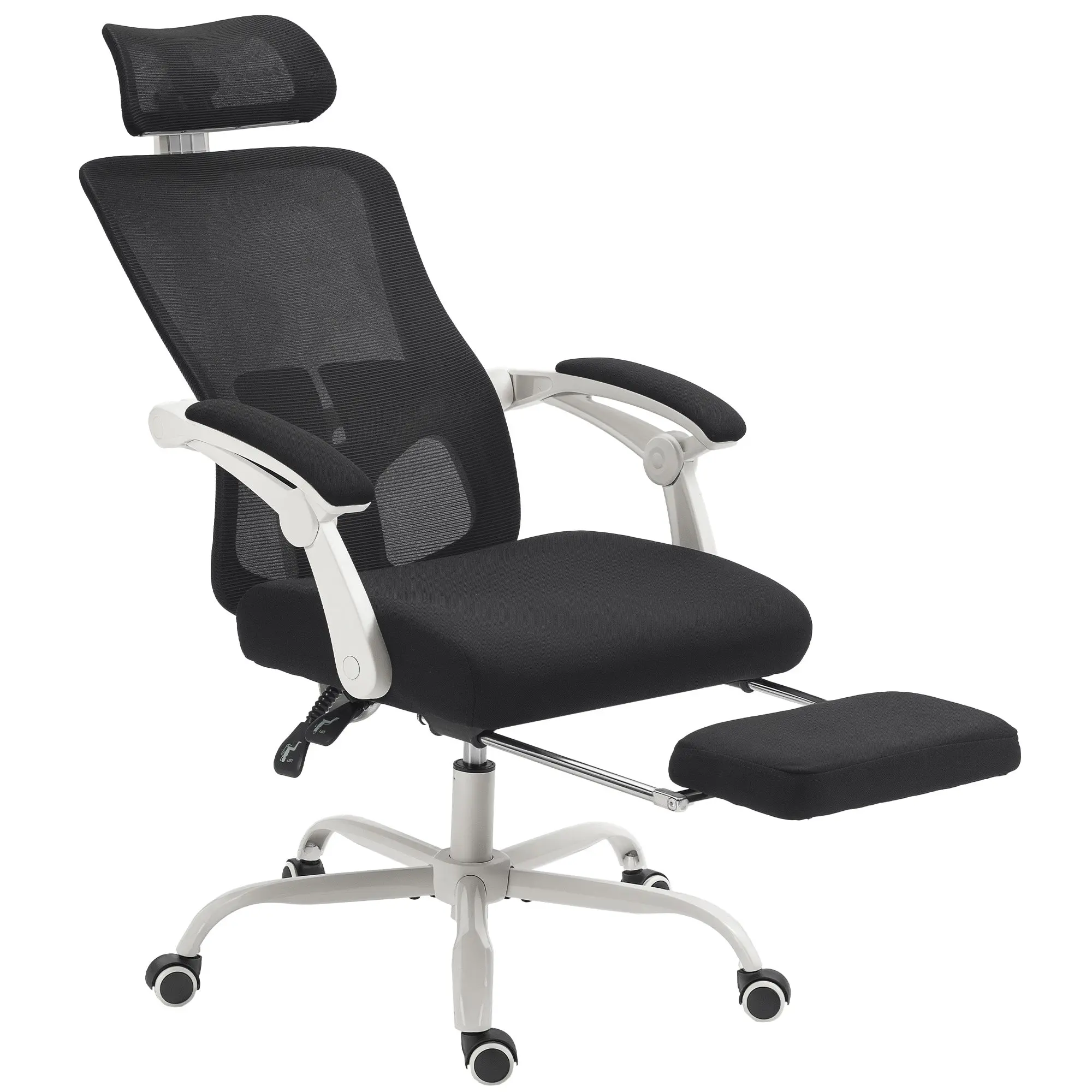 Ergonomic Office Chair — Reclines 135° with Footrest, 2D Lumbar & Headrest, Height-Adjustable Mesh Swivel Desk Chair, Black