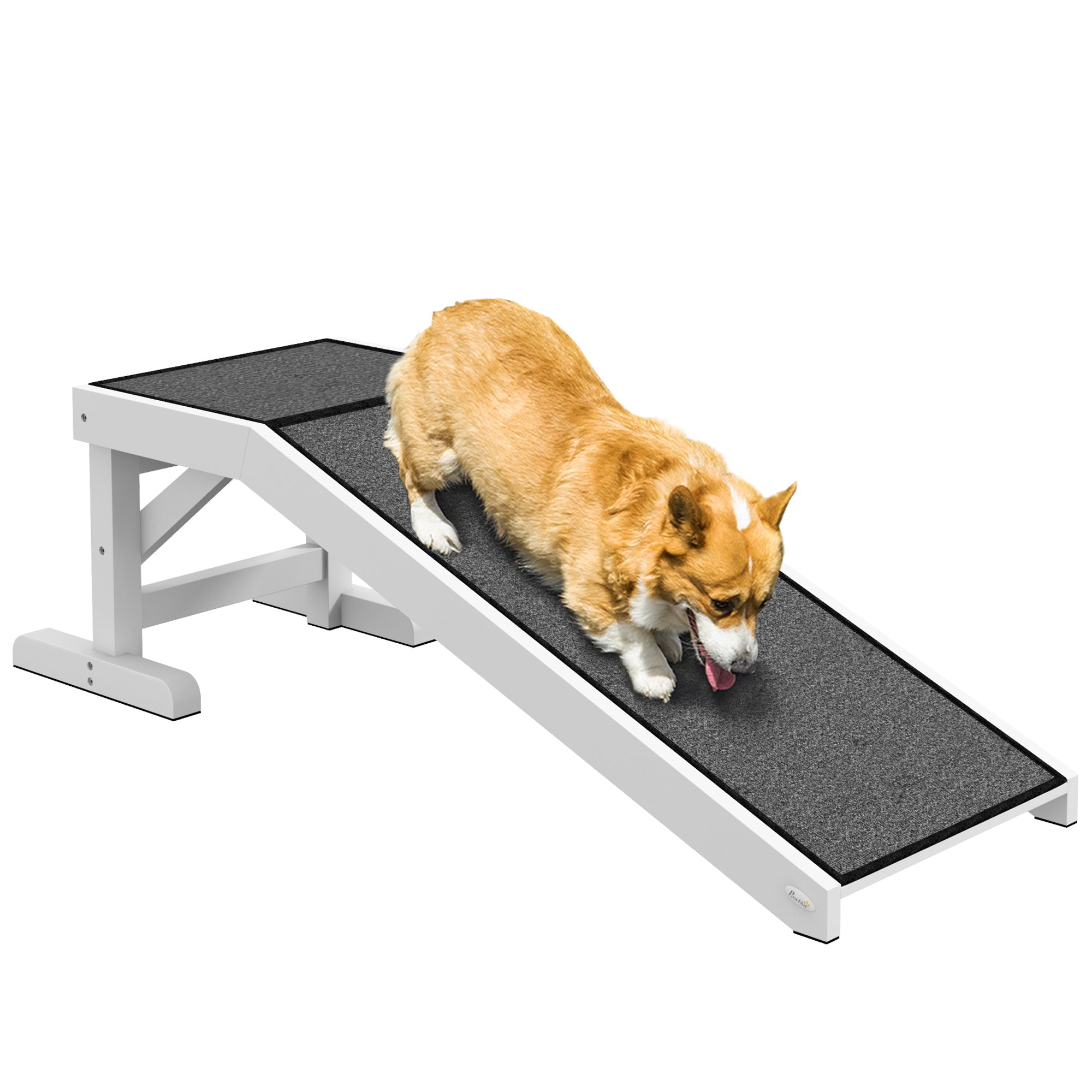 PawHut Hënn Ramp Pet Staircase mat Rutschsécher Teppech, Hënn Auto Ramp, Rutschsécher Accessoire fir Auto Kofferraum, Autos, Camionen, a SUVs bis 30 kg 125 x 40 cm
