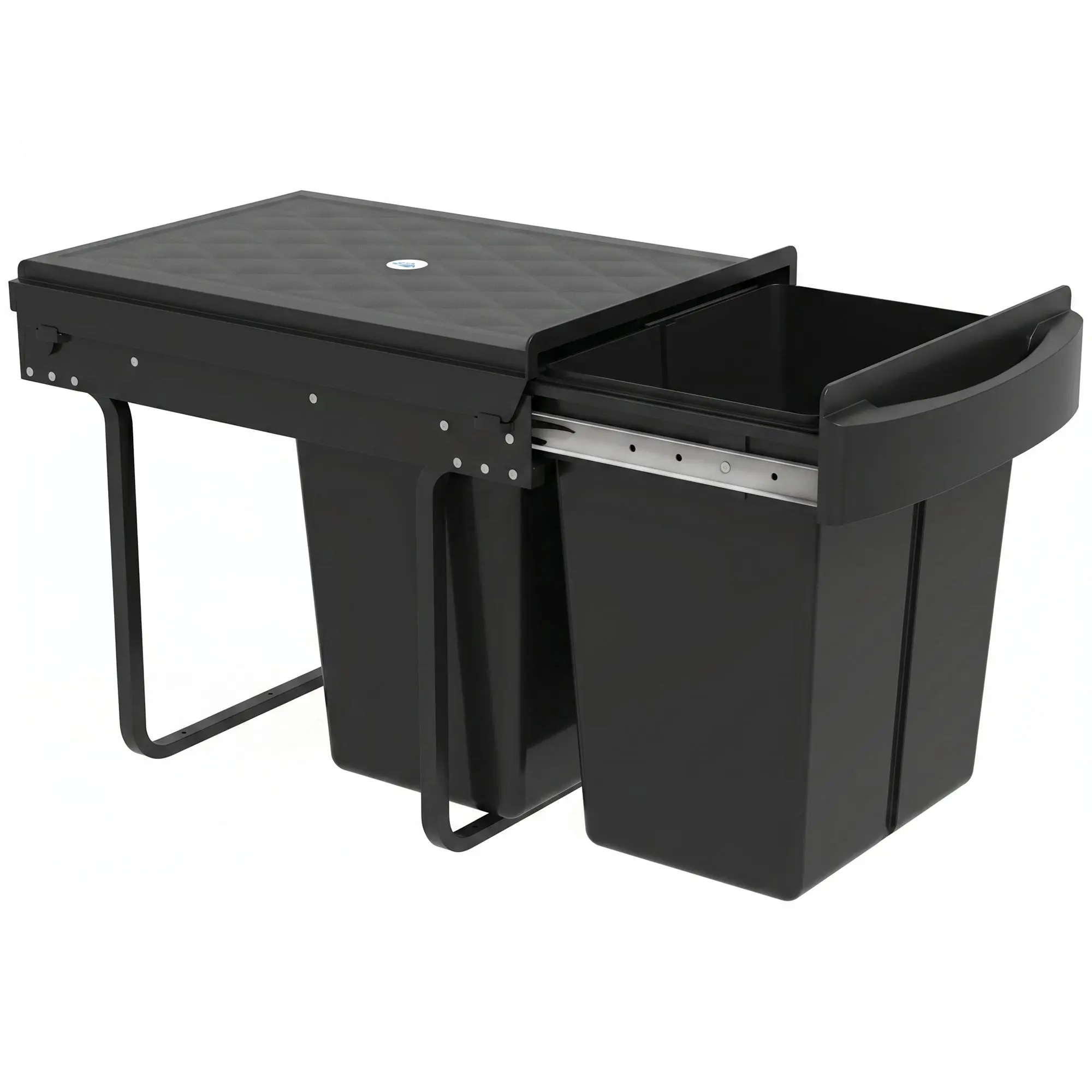 40L Slide-Out Under-Sink Trash & Recycling Bin — 2 x 20L, Removable Buckets, Soft-Close, Steel Frame, Black