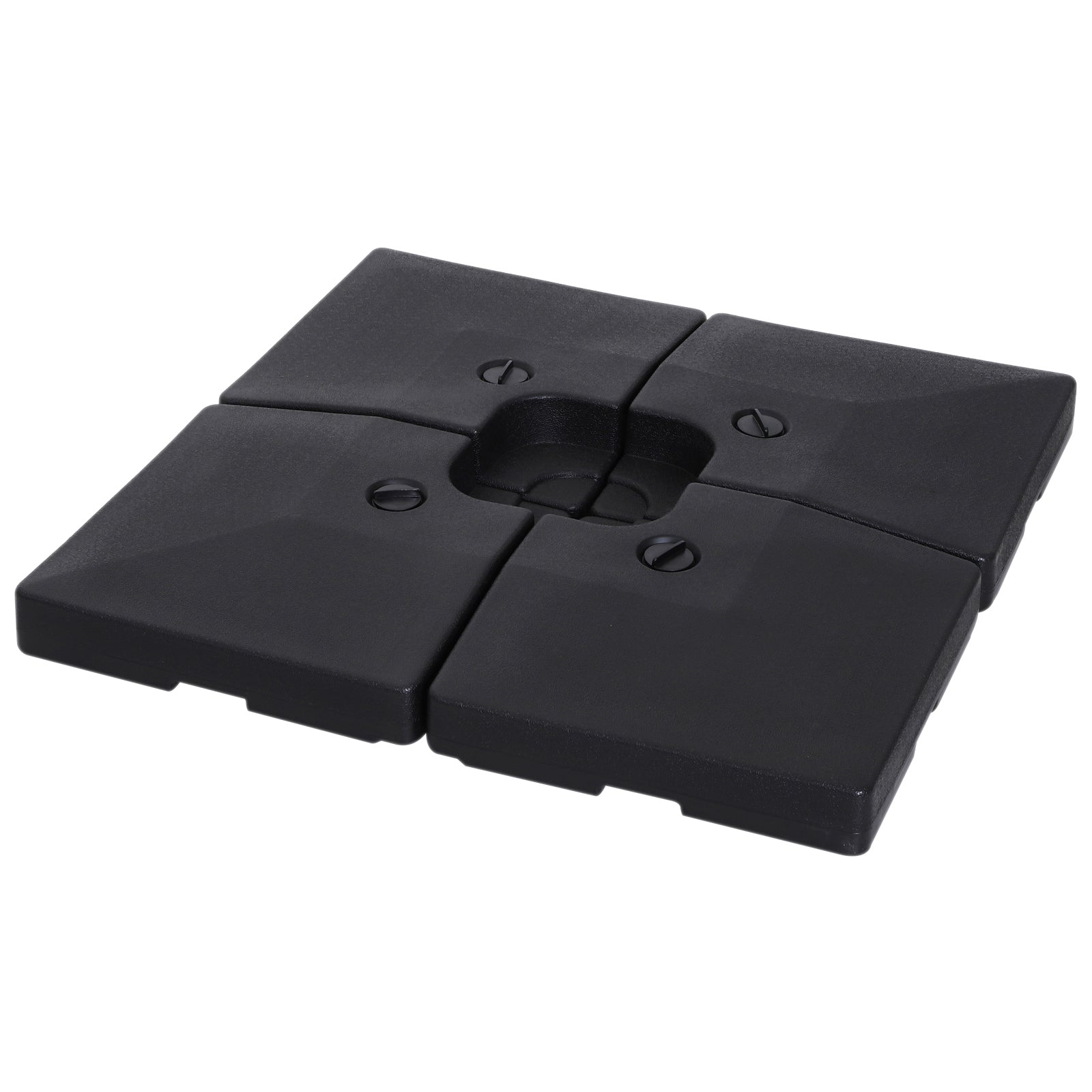 Outsunny 4 x Težina za Suncobran Stalak za Suncobran Ispunjen Pijeskom ili Vodom HDPE Plastika Crna Dimenzije po Elementu 51 x 51 x 12 cm do 130 kg