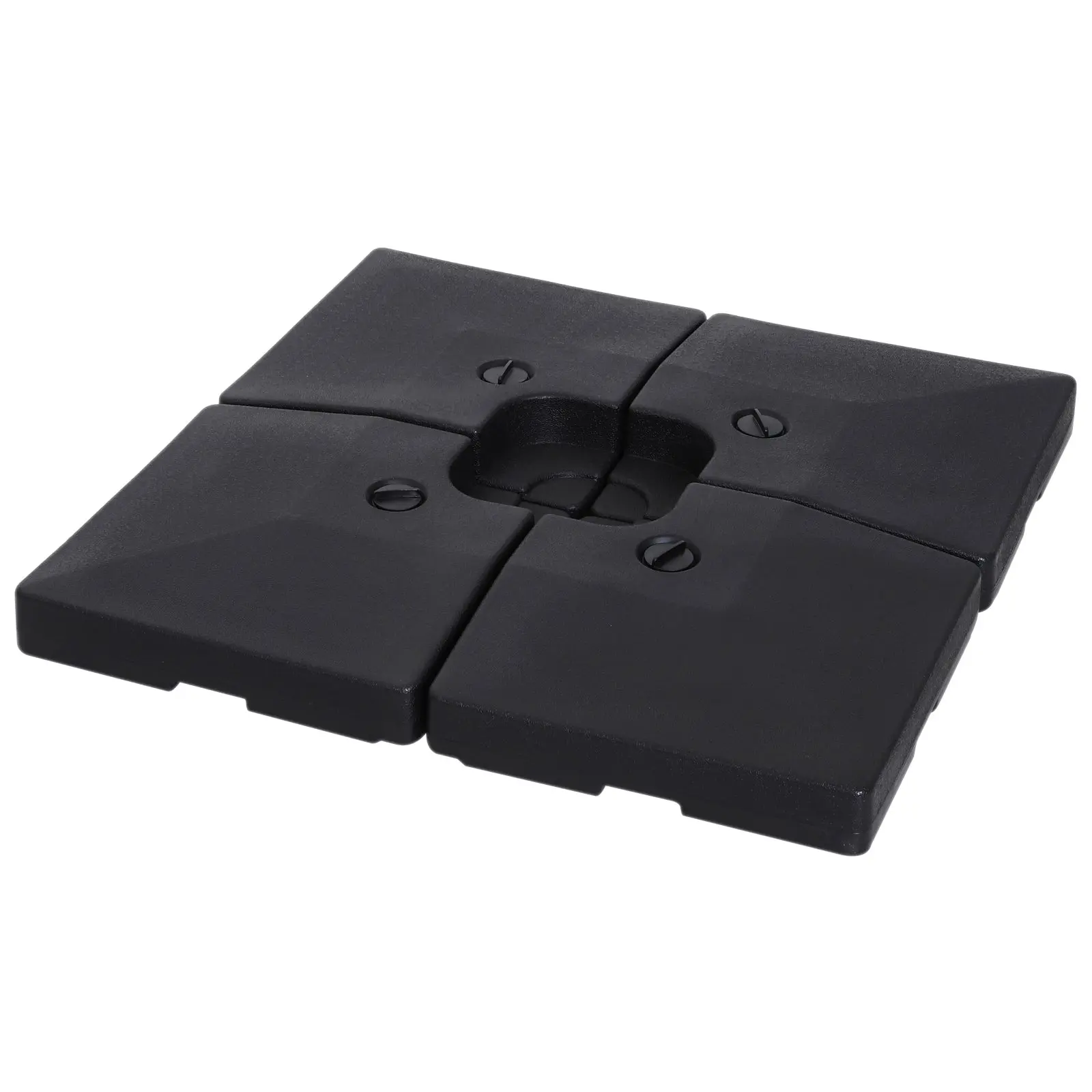 4 x Umbrella Weight Umbrella Stand Fillable with Sand Water HDPE Plastic Black Dimensions per Element 51 x 51 x 12 cm up to 130 kg