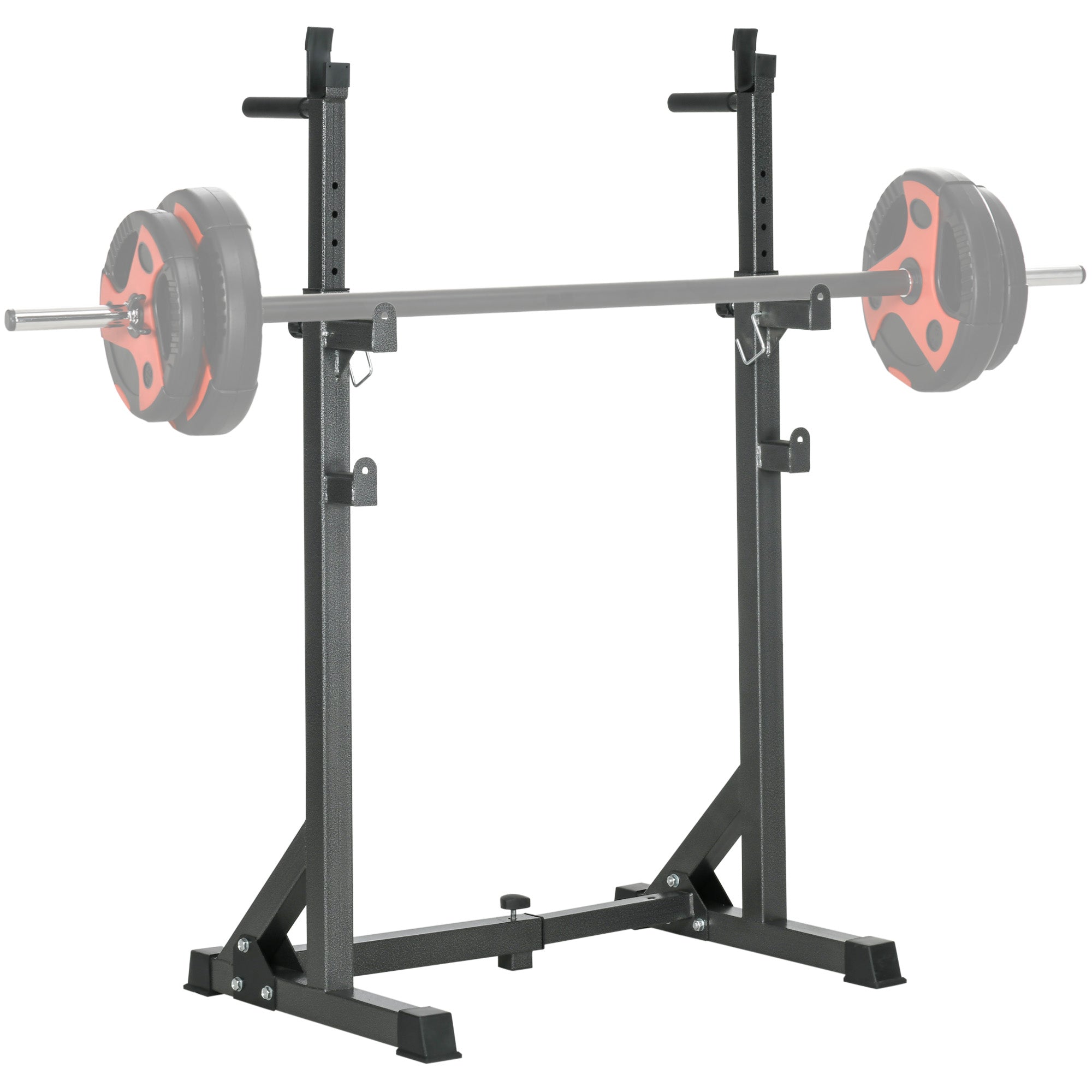 SPORTNOW Multifunkciós Súlyzórúd Támogatás Állítható Szélességgel és Magassággal, Erős Váz, 150 kg Teherbírás, Fitnesz Otthoni Edzéshez - Fekete