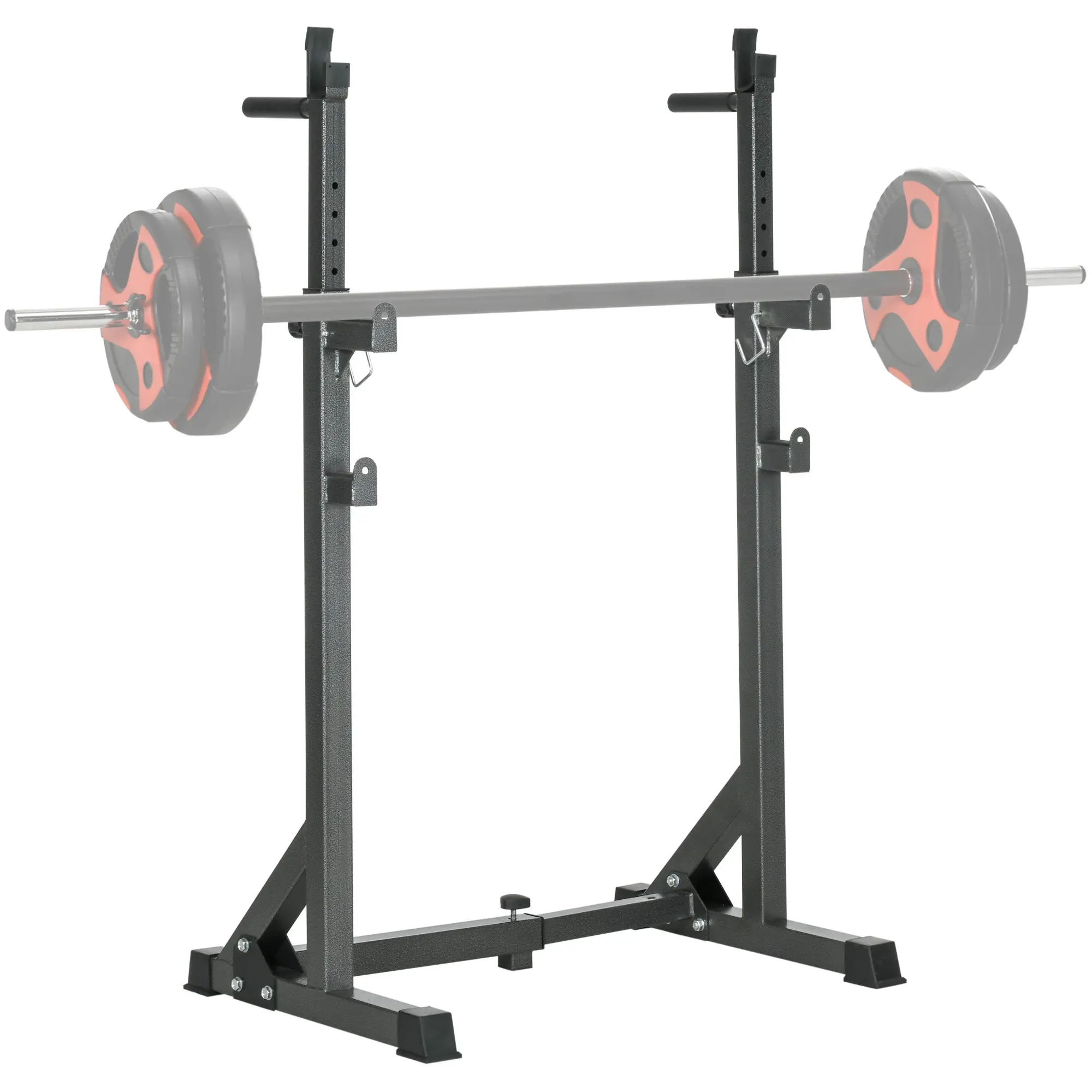SPORTNOW Multifunctional Weight Bar Support with Adjustable Width and Height Muscular Rack with Steel Frame Load 150 kg for Gym Home Training Black