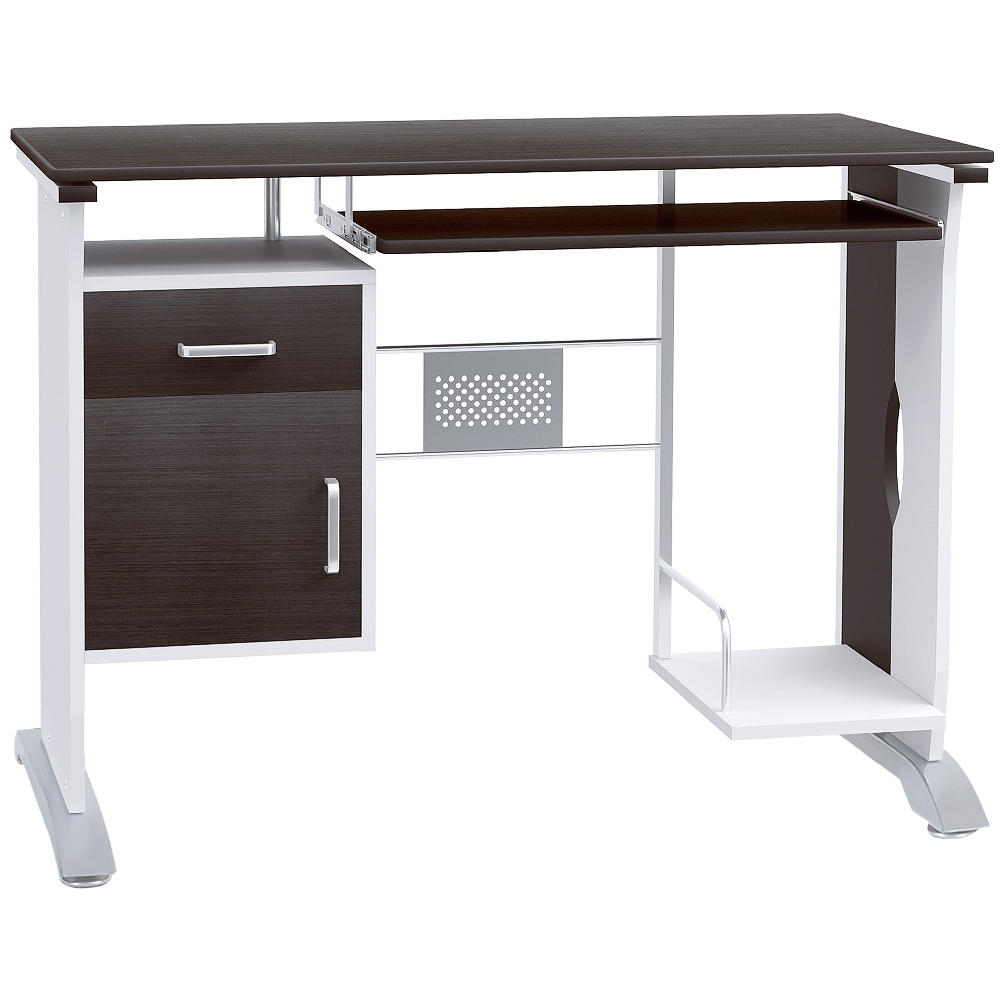 HOMCOM Moderne Computerbord 100L x 52B x 75H cm Sort Valnød og Hvid