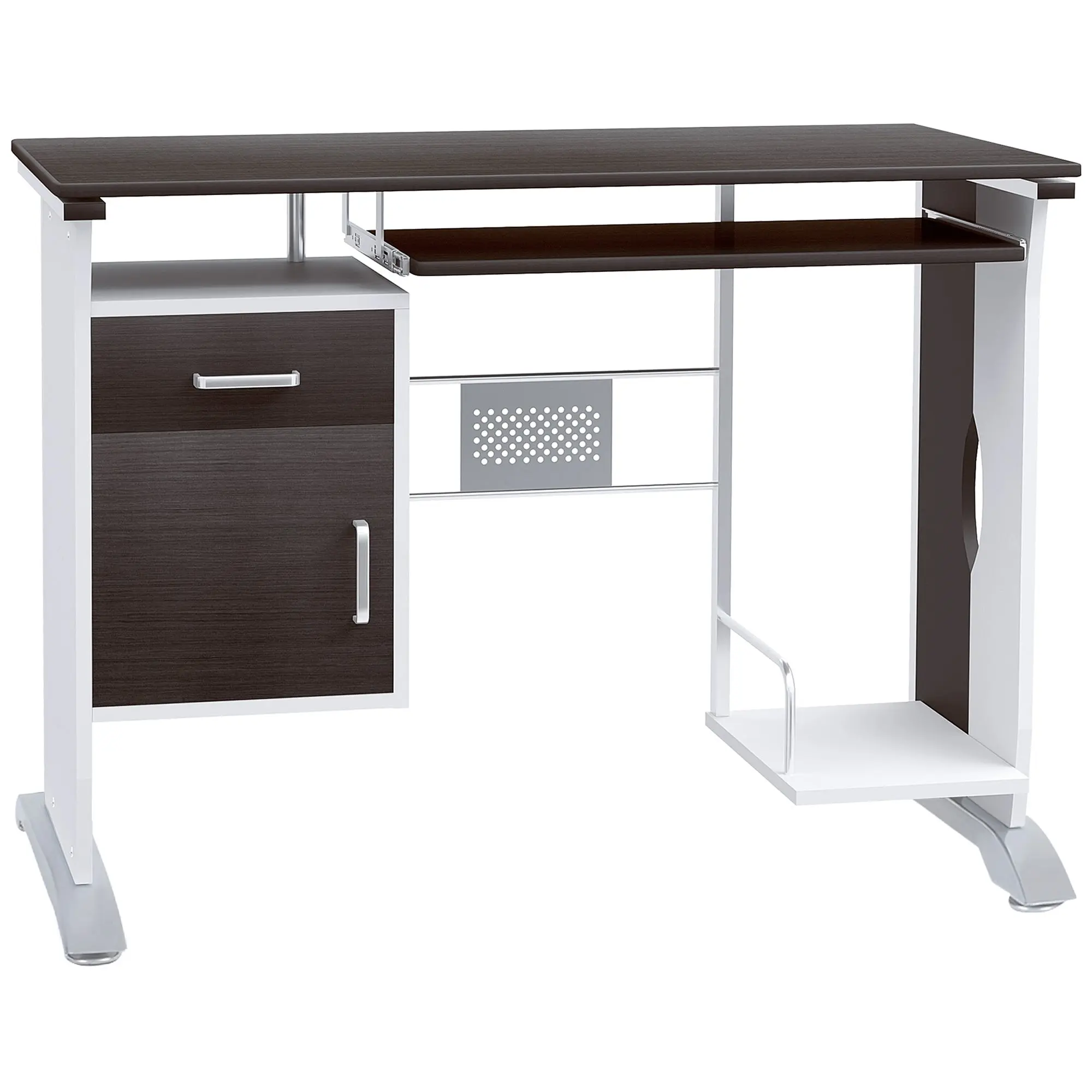 Contemporary Computer Desk 100L x 52W x 75H cm Black Walnut and White