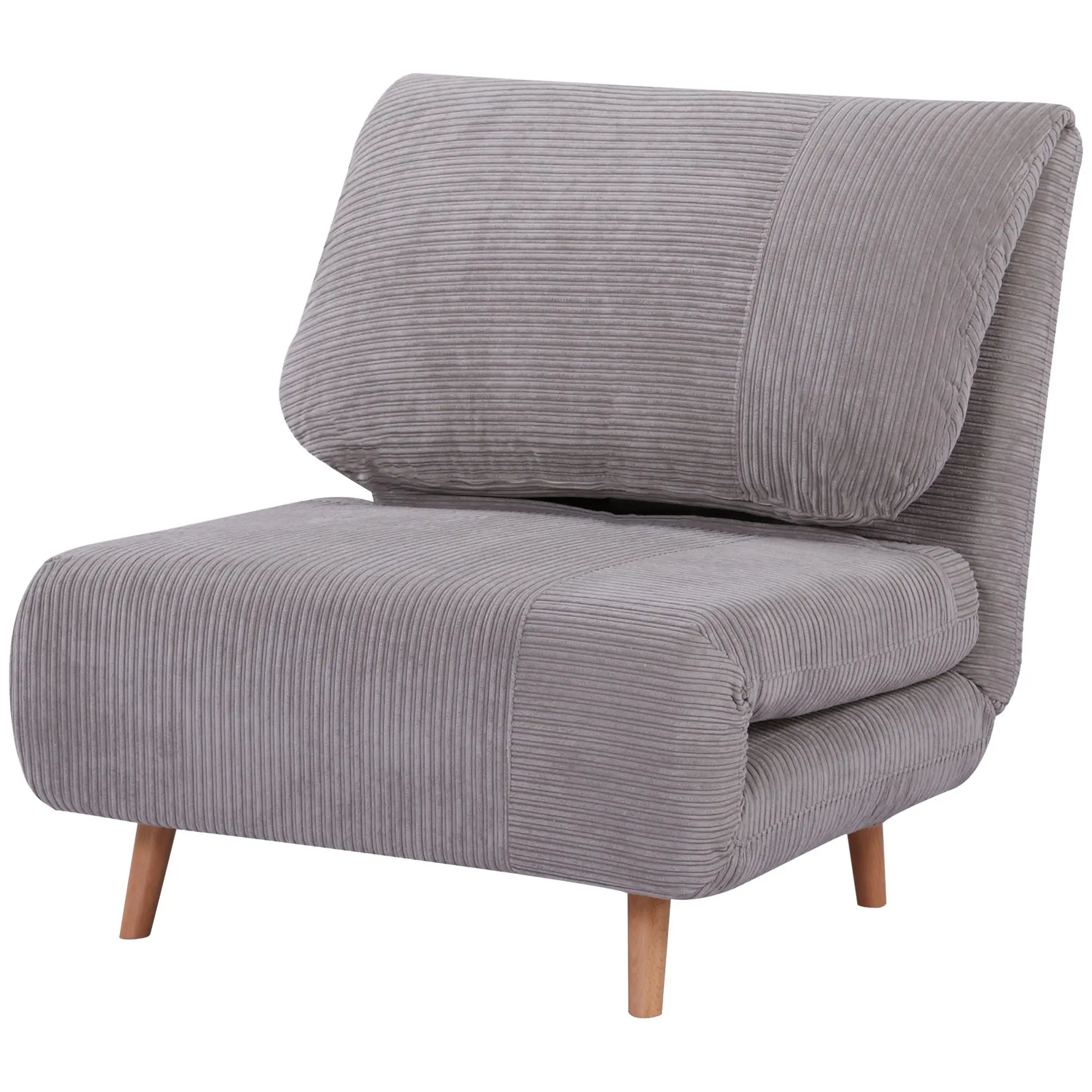 2-in-1 Sleeper Sofa Sleeper Chair Adjustable Folding Mattress Guest Bed in Corduroy Look, for Bedroom, Living Room Light Grey 82 x 89 x 83 cm