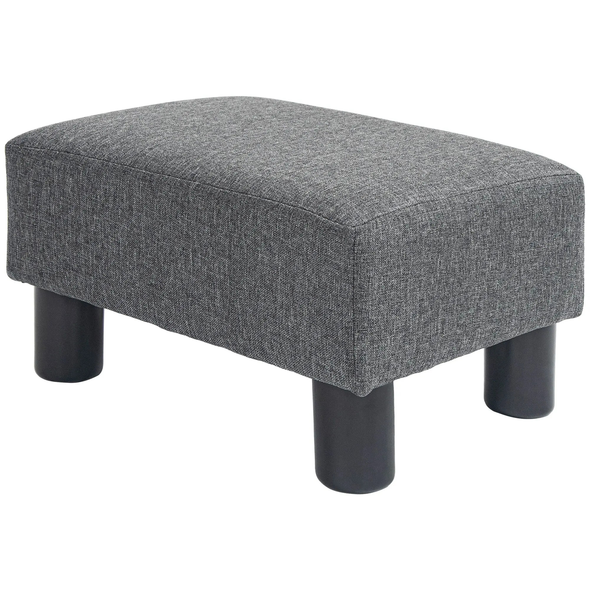 Seat Stool Footstool with Linen Look Modern Ottoman Upholstered Footrest Ottomane for Bedroom, Living Room, Dark Gray
