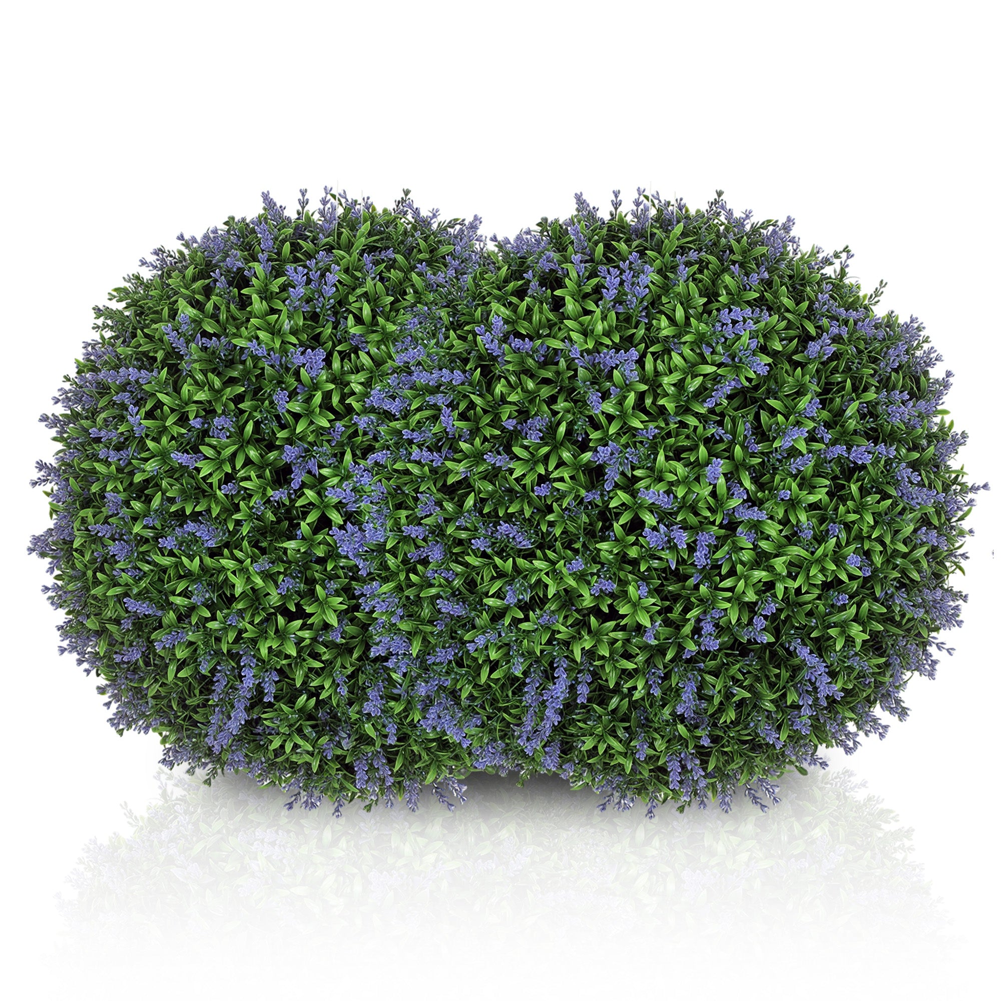 Set of 2 Artificial Lavender, 42 cm Indoor Plant, Artificial Plant in Sphere Shape, Large Decorative Artificial Flowers for Home, Office, Hallway, Garden, Violet+Green