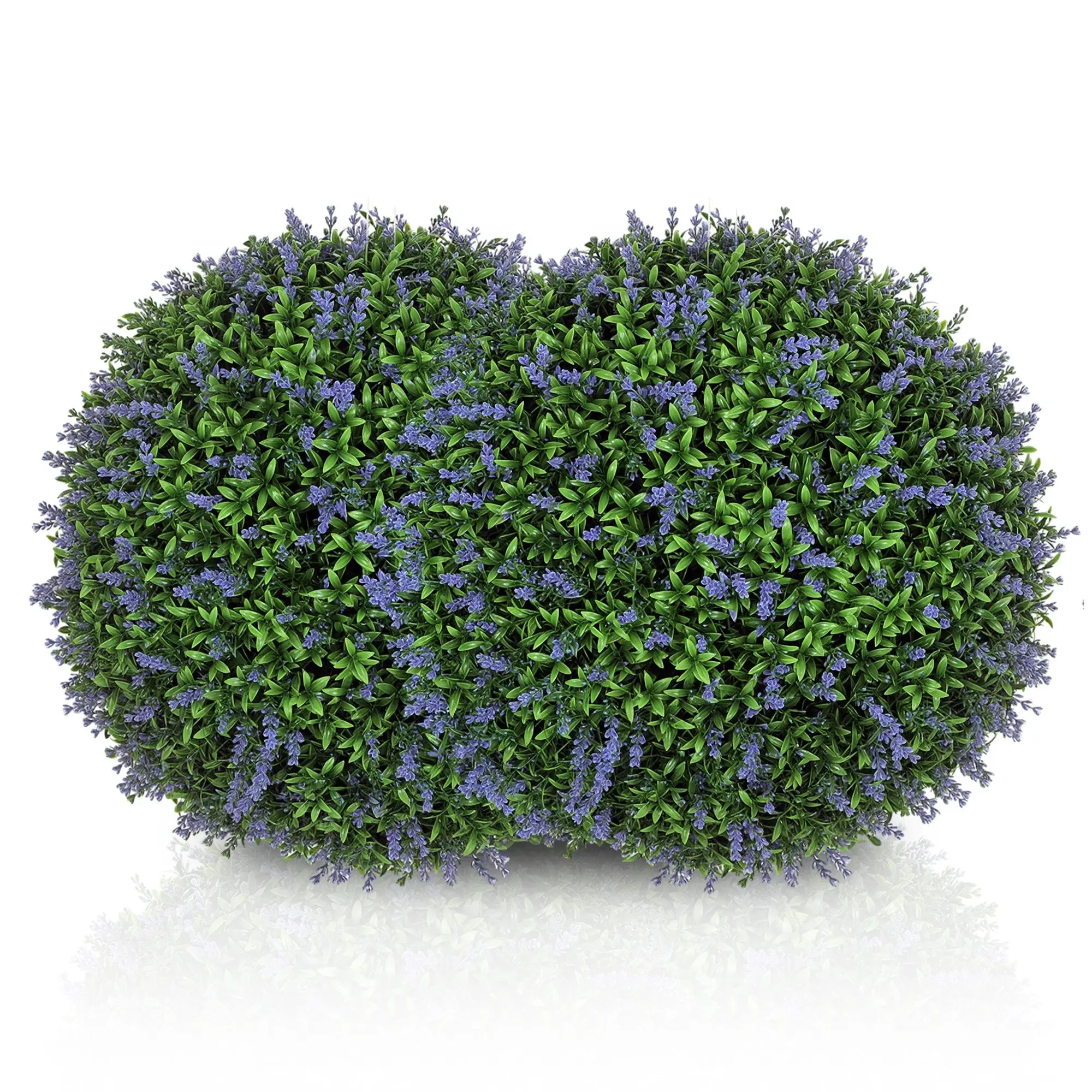 Set of 2 Artificial Lavender, 42 cm Indoor Plant, Artificial Plant in Sphere Shape, Large Decorative Artificial Flowers for Home, Office, Hallway, Garden, Violet+Green