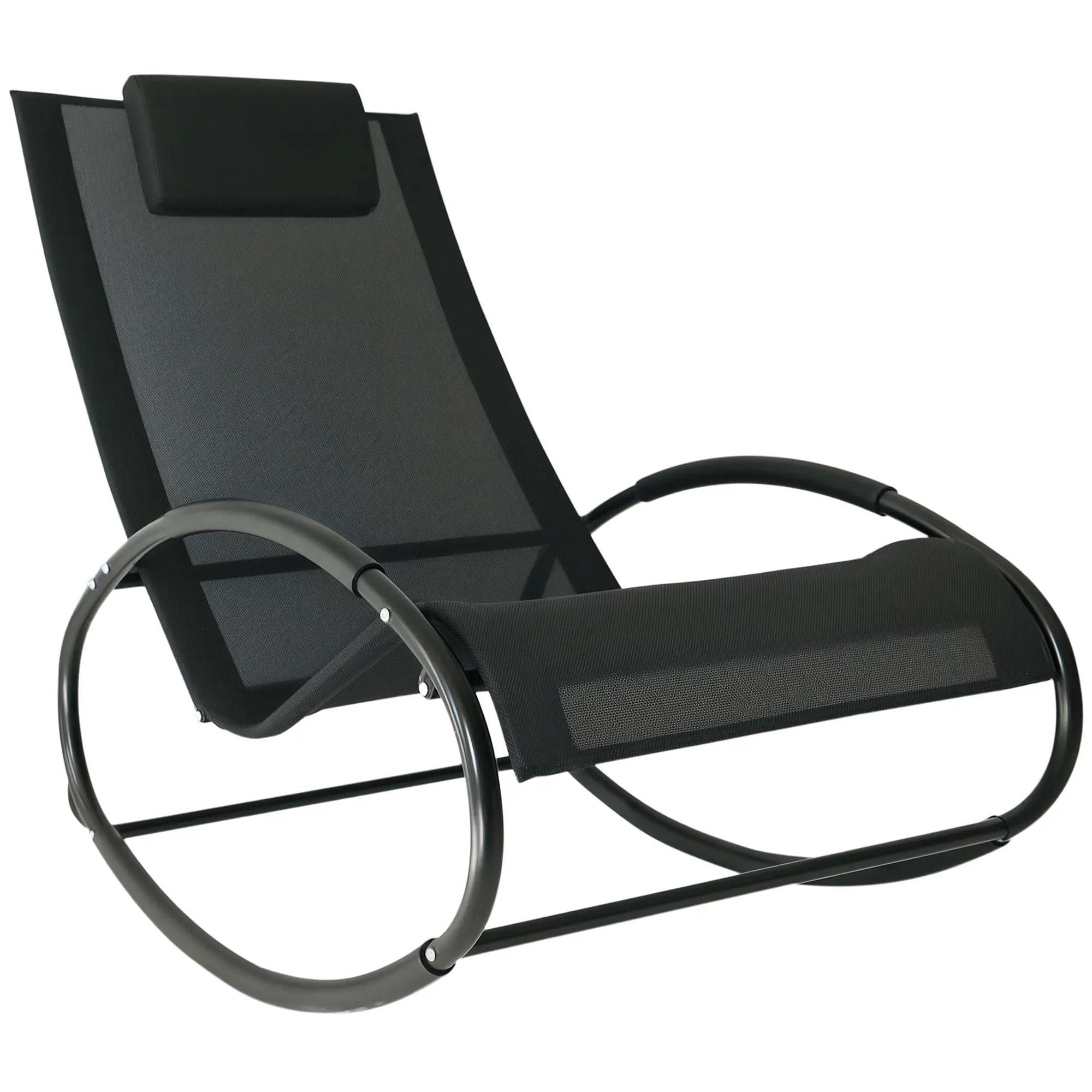 Zero Gravity Garden Rocking Chair, Ergonomic Rocking Chair with Cushion and Breathable Fabric for Indoor and Outdoor Use, Gray, 105x62x88 cm