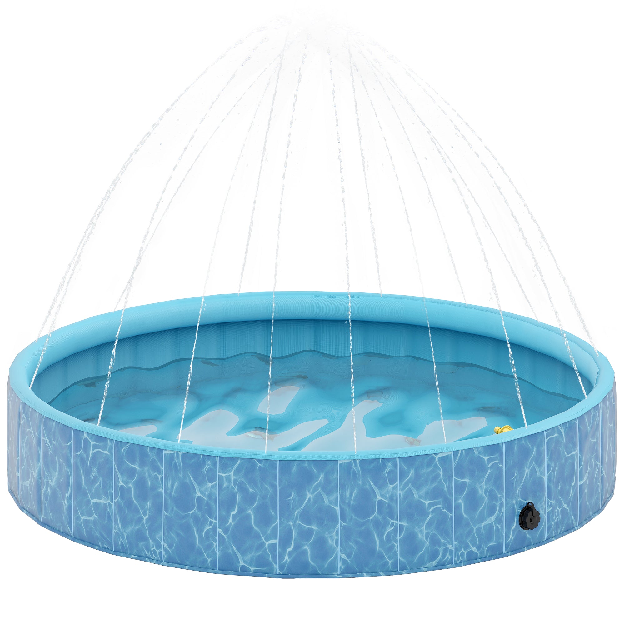 PawHut Foldbar Hundepool med Springvand og Vandskål Ø160 x 30 cm Skridsikker Hundebad Swimming Pool til Hunde og Katte