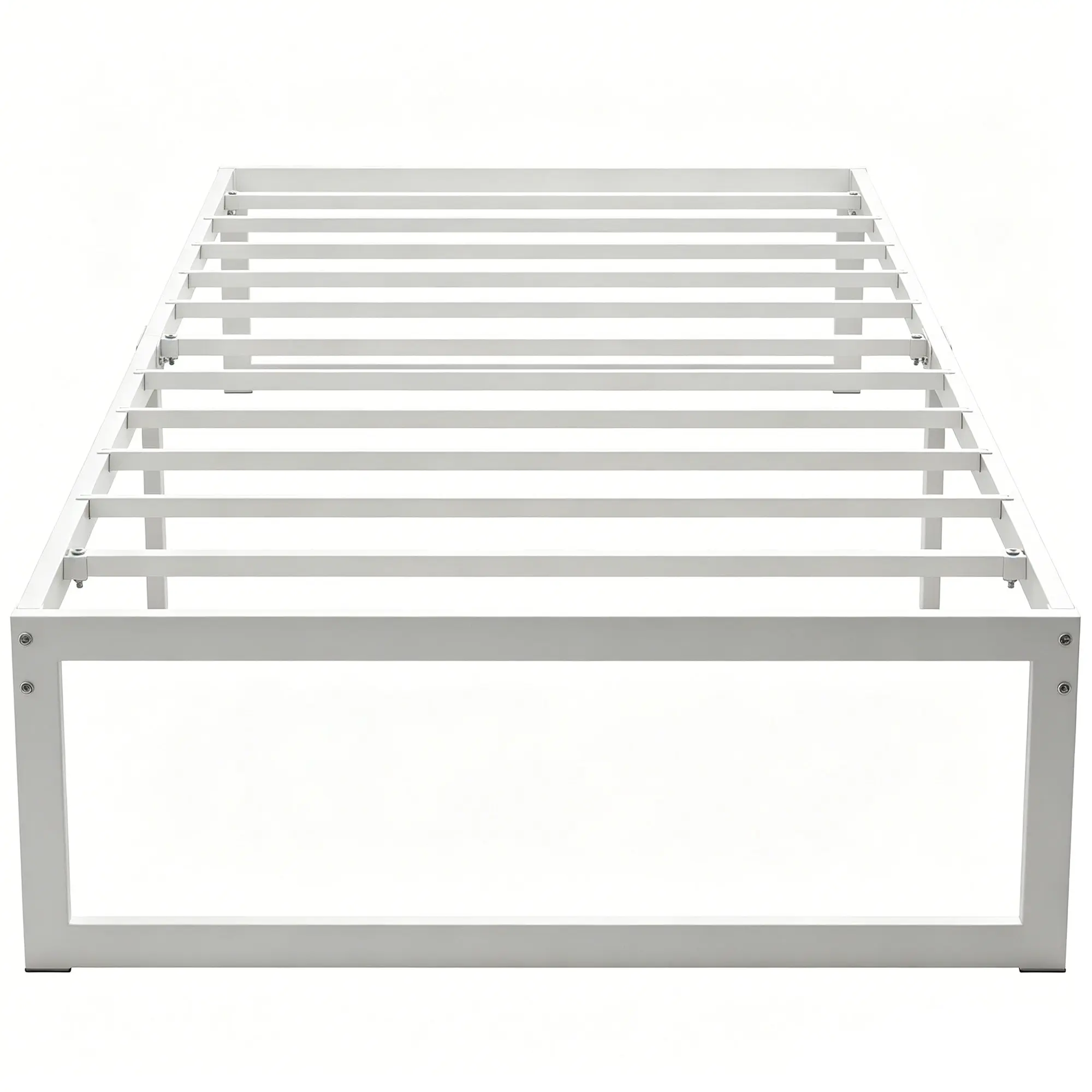 Metal Bed Frame with Under-Bed Storage, 12.8 in Profile, Steel Slats, Quiet & Easy Assembly – Fits 90 x 200 cm (35.4 x 78.7 in) Mattress, White
