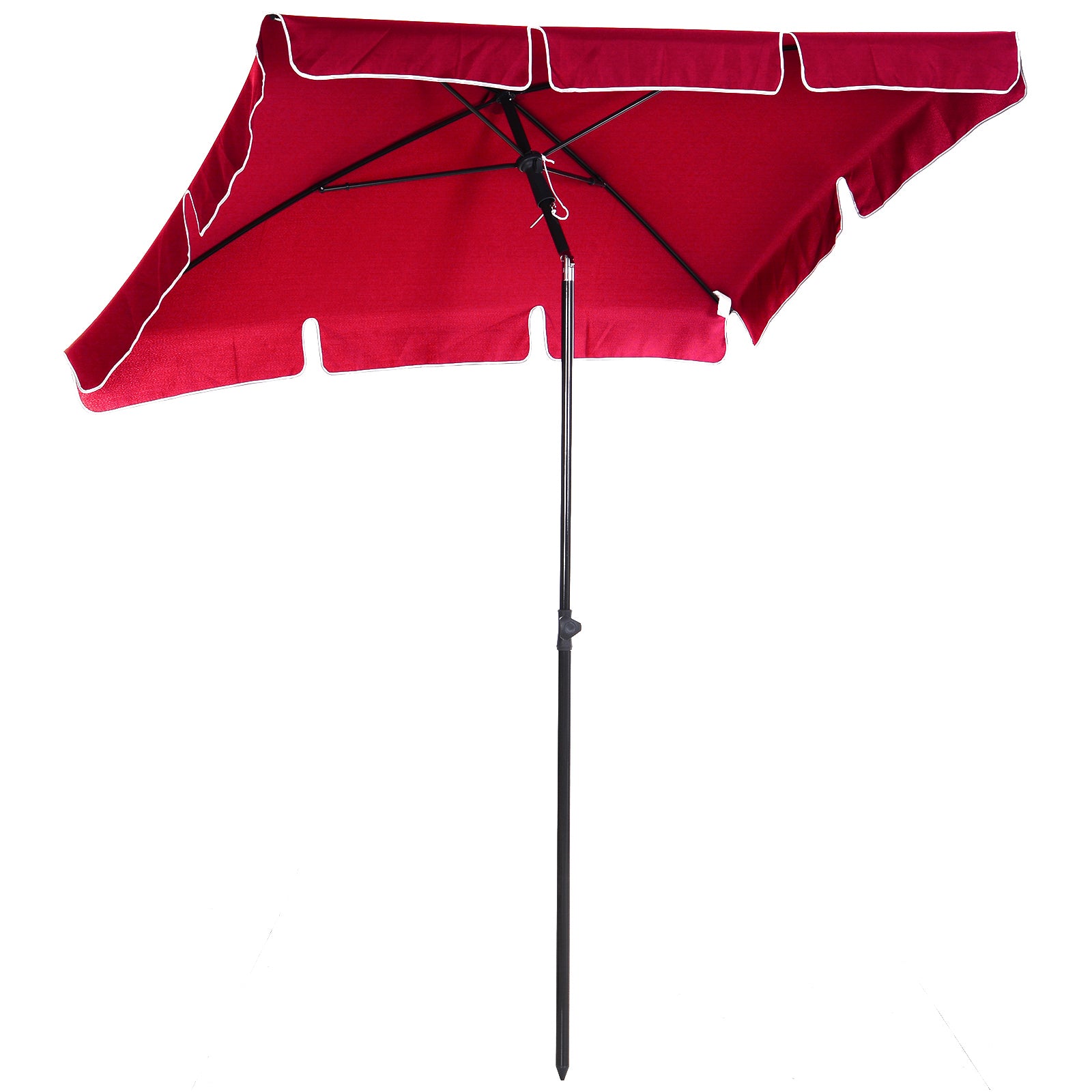 Outsunny Rektangulær Tiltbar Aluminium Metal Høj-Densitet Polyester Haveparasol 2 x 1,3 m Rød