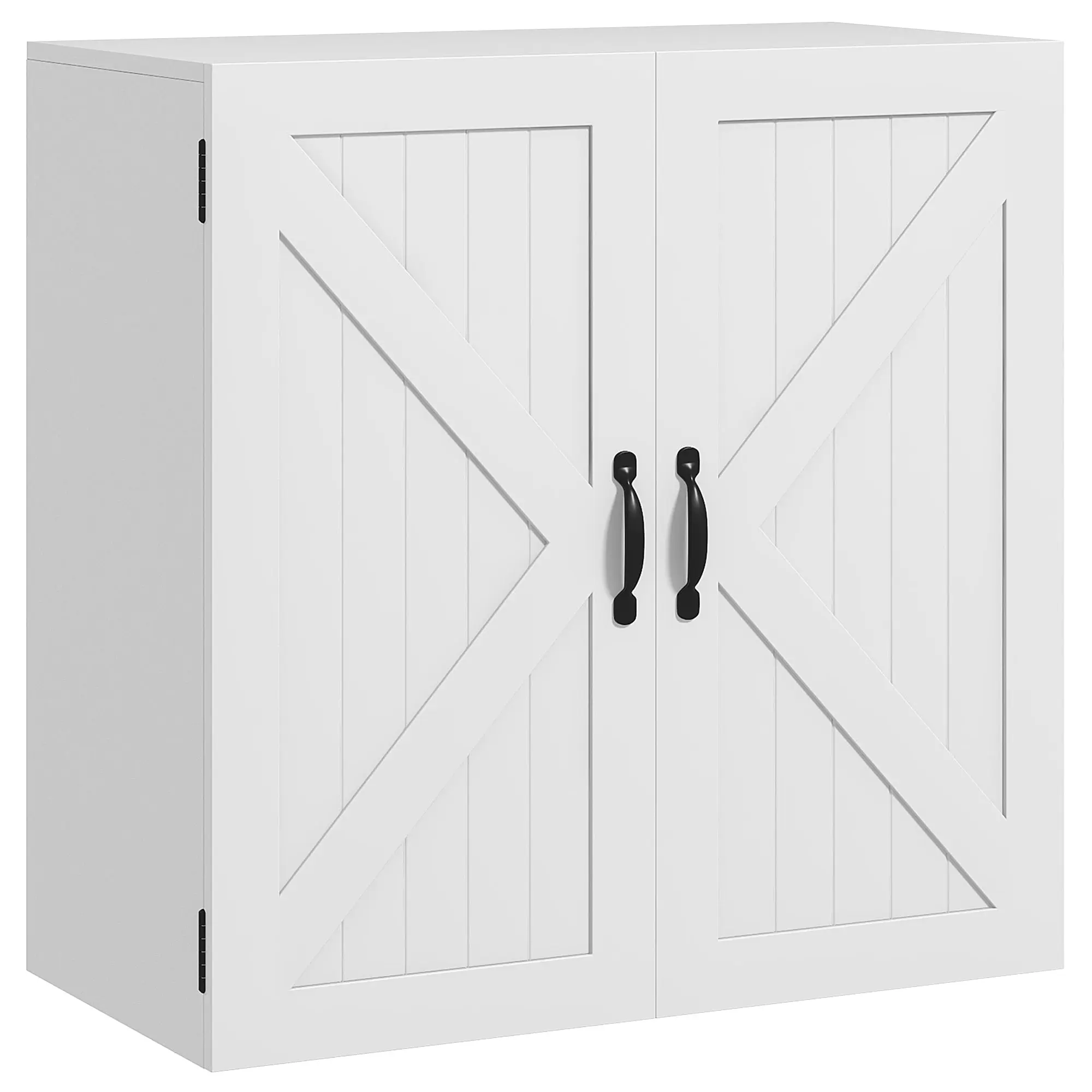 Wooden Bathroom Wall Cabinet, Space-Saving Country Style with Adjustable Shelf, 60x30x60cm, White