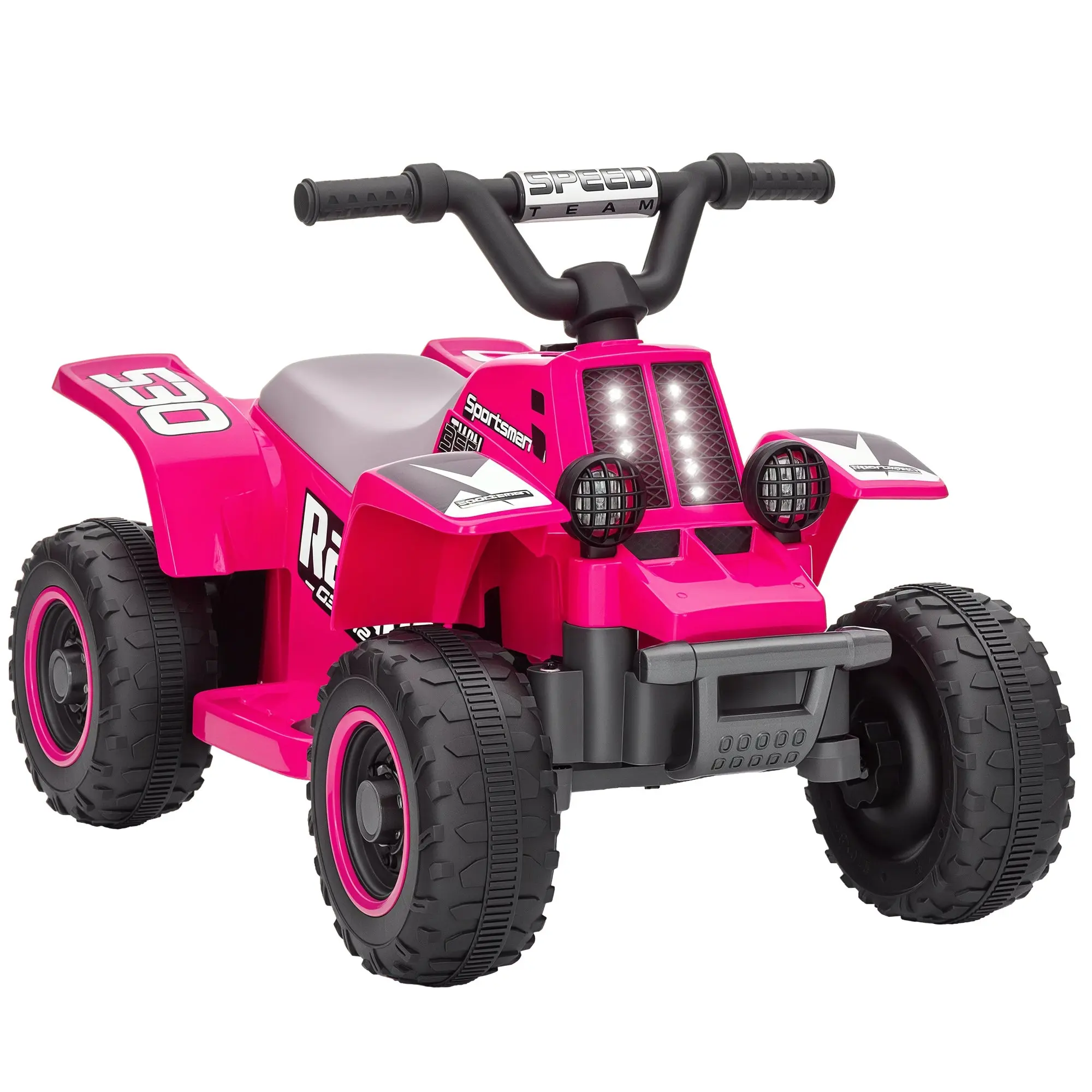 Kids Electric Quad Ride-On with Forward and Reverse Function, LED Lights, and Horn Electric Toy for 1.5-3 Year Olds Children 3 km/h Metal Pink
