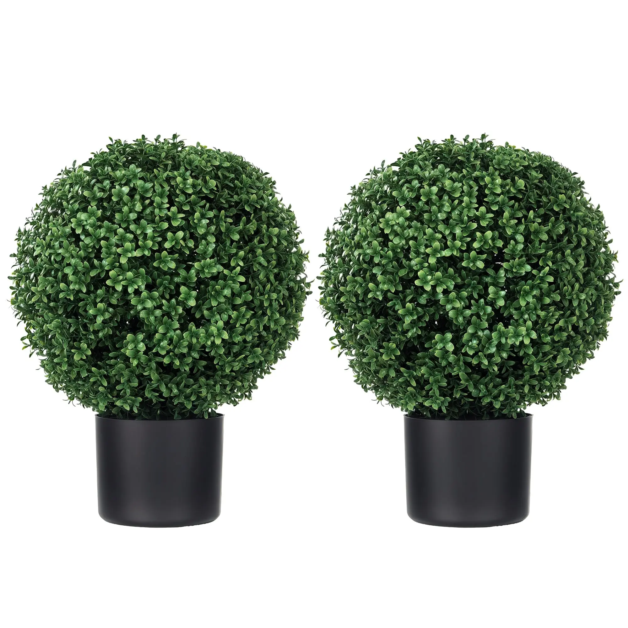 Set of 2 Artificial Boxwood Trees 52cm Fake Plant, Round Faux Boxwood in Pot, Artificial Plants realistic for Living Room Bedroom Office Decor