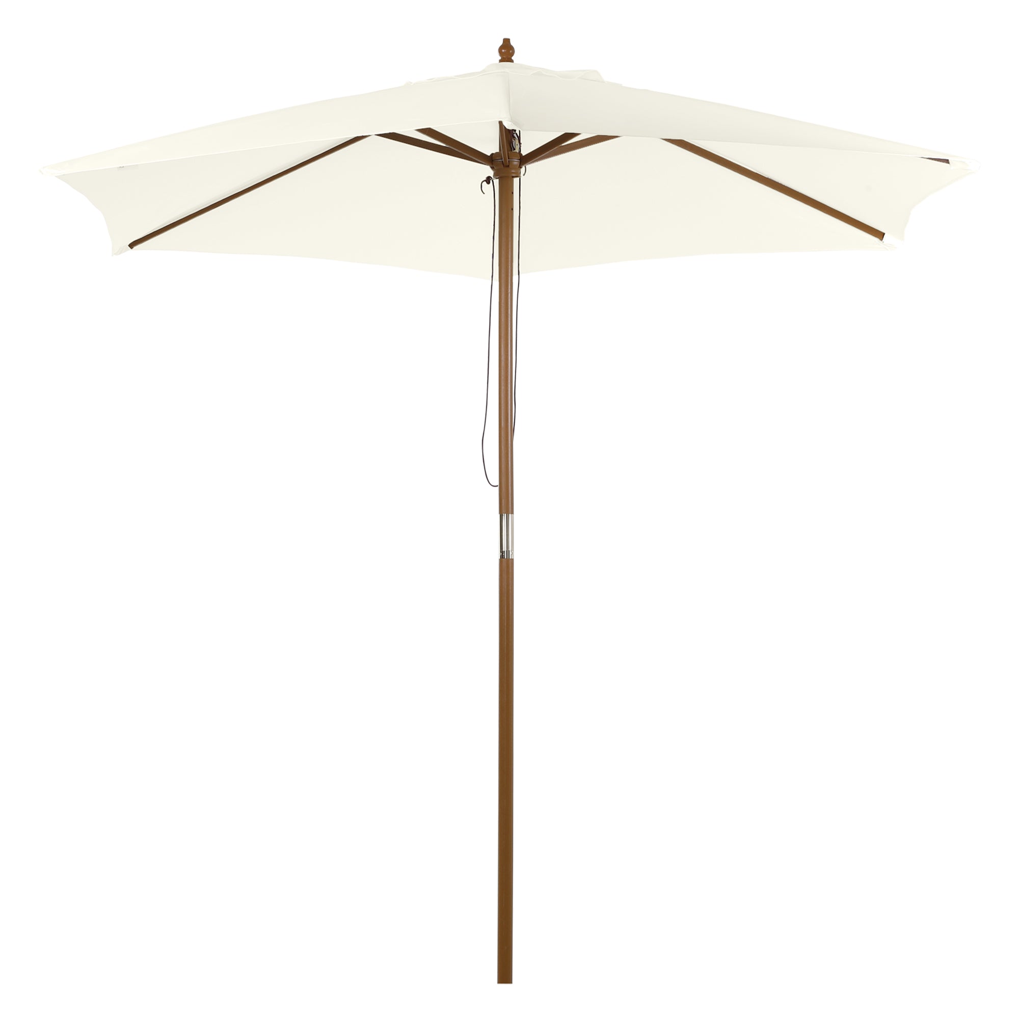 Outsunny Müts Ø 250 cm, Müts pulkmehhanismiga, Terrassi rannamüts bambusest, tuulekindel Turu müts, Päikesekaitse terrassile, aeda, Valge