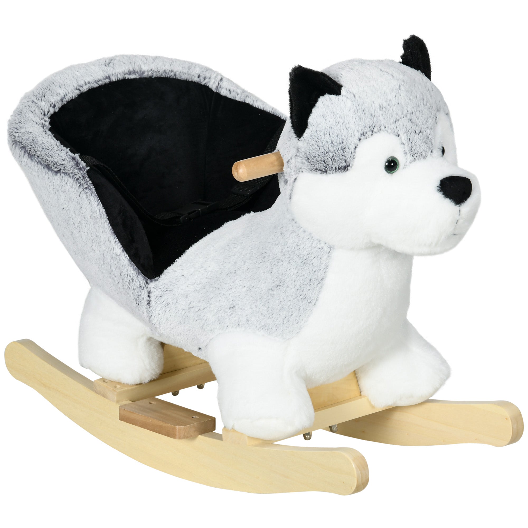 HOMCOM Rocking Horse laste jaoks 18-36 kuud, kiik-hobune realistlike helidega, 60x33x50 cm, hall