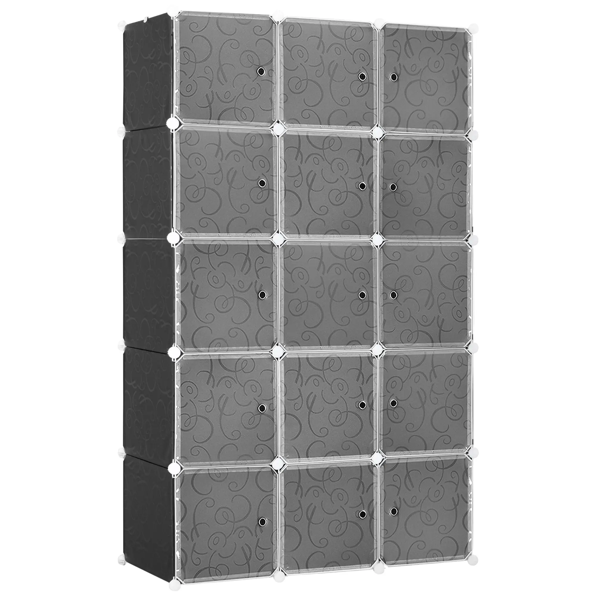 DIY Wardrobe Shelving System with 2 Large and 9 Small Cubes DIY Cube Organizer, Shoe Rack, Storage Rack for Books Toys Black 111 x 47 x 183 cm