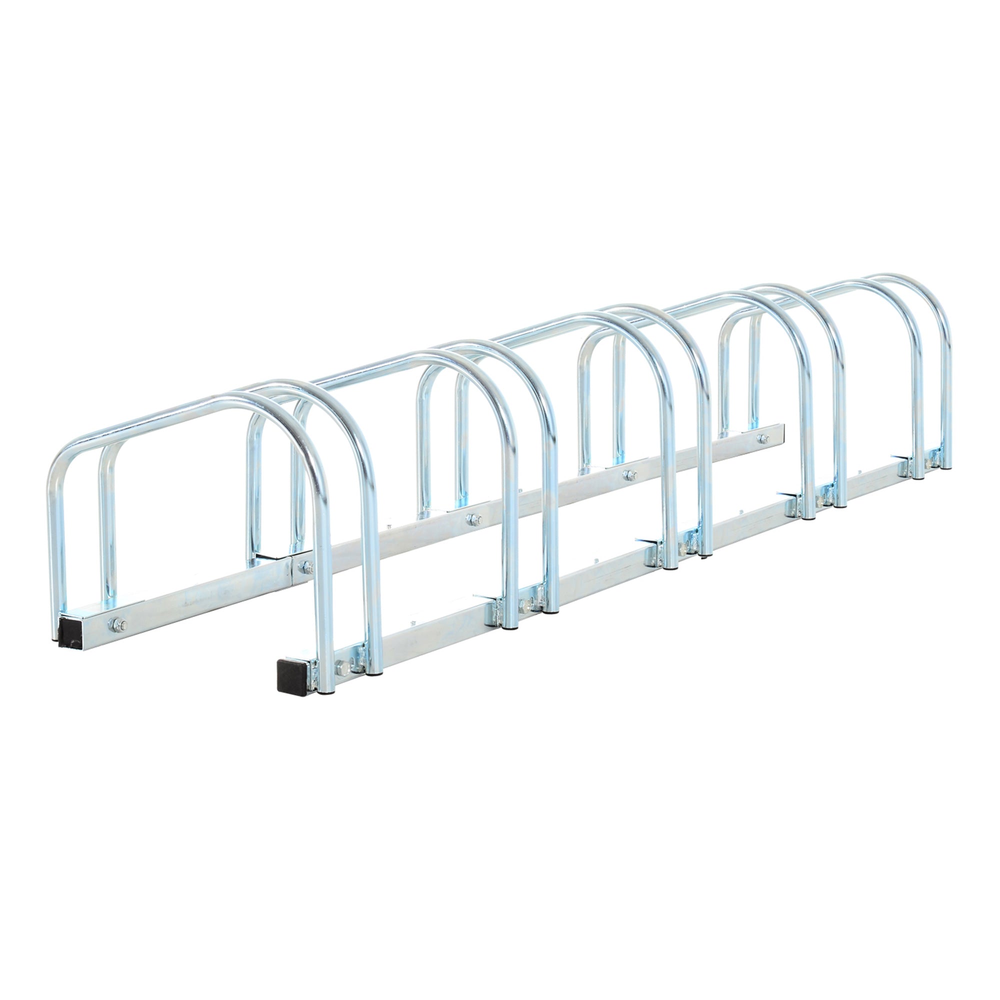 HOMCOM Fahrrad-Parkständer Stahl Fahrrad Halterung für Boden oder Wand für Innen- und Außenbereich 145x33x27 cm Silber