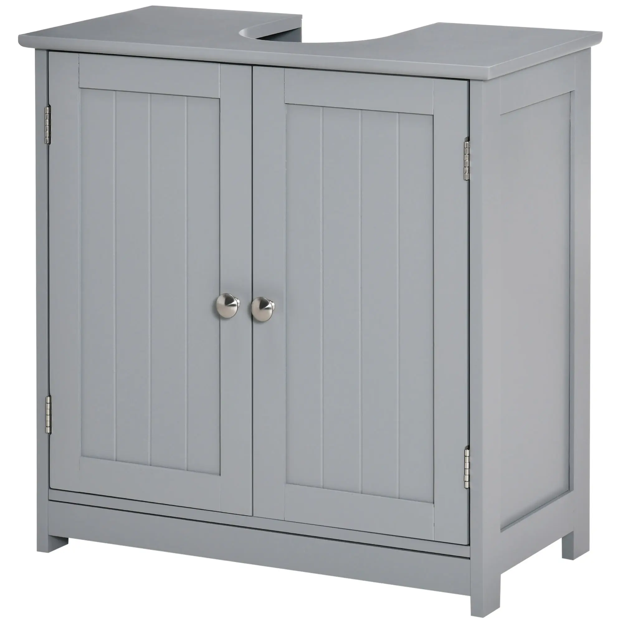 Bathroom Vanity Cabinet Under Sink - Sink Cabinet - 2-Door Cupboard with Shelf - Dimensions 60L x 30W x 60H cm - Gray Wood