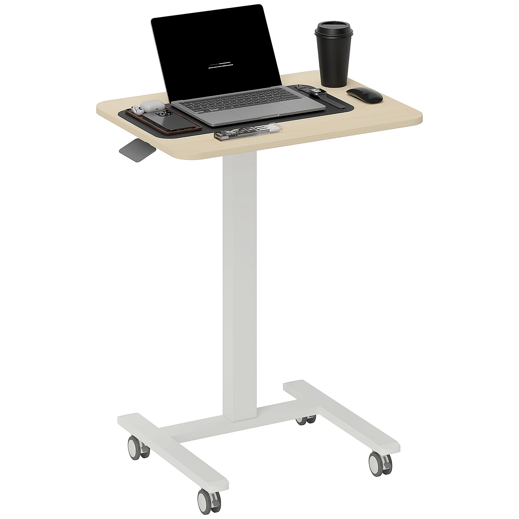 Bureau assis-debout réglable Vinsetto pour ordinateur portable, manivelle 68–108 cm — Jaune