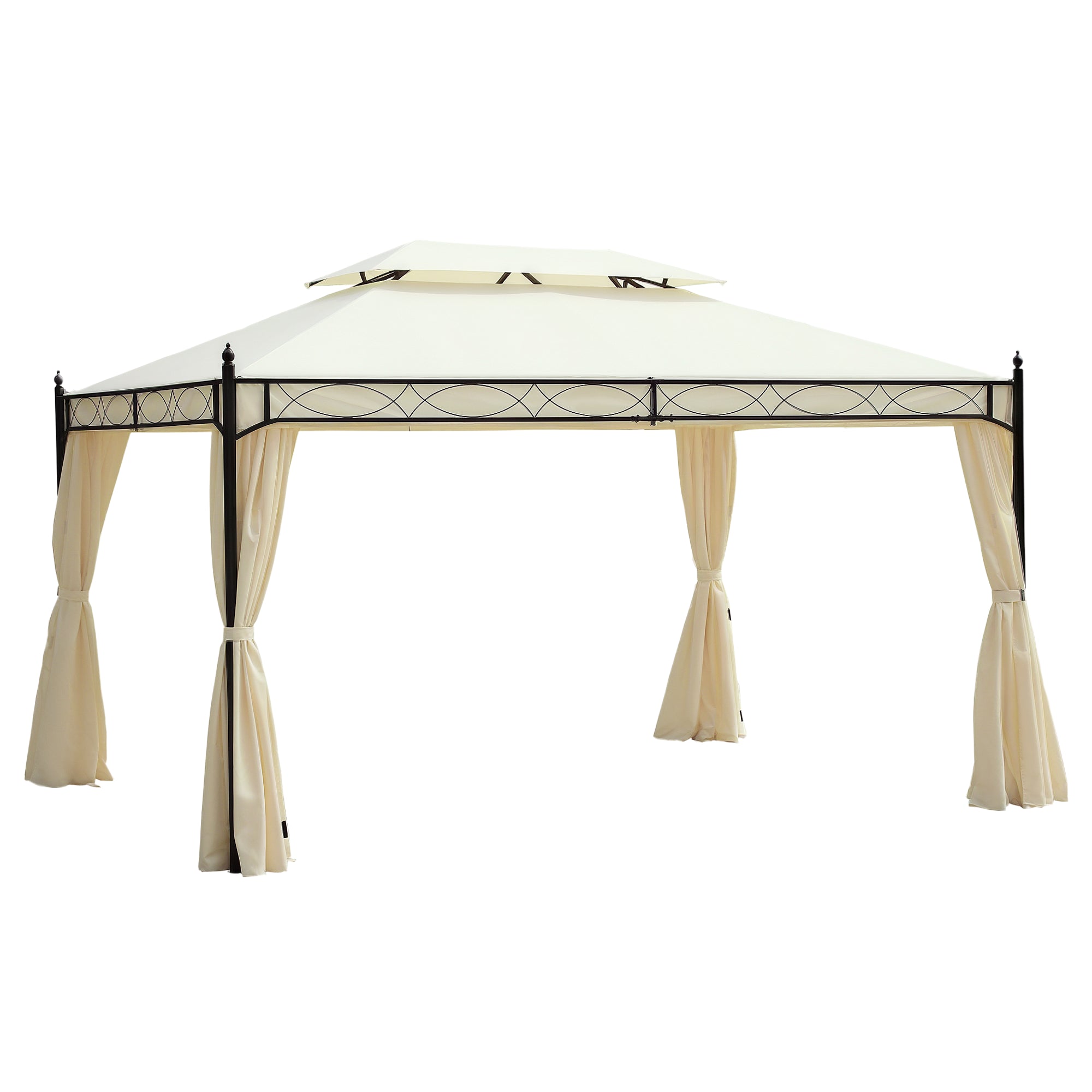 Luxury Pavilion Garden Gazebo Party Tent Marquee Pagoda 3x4m Cream
