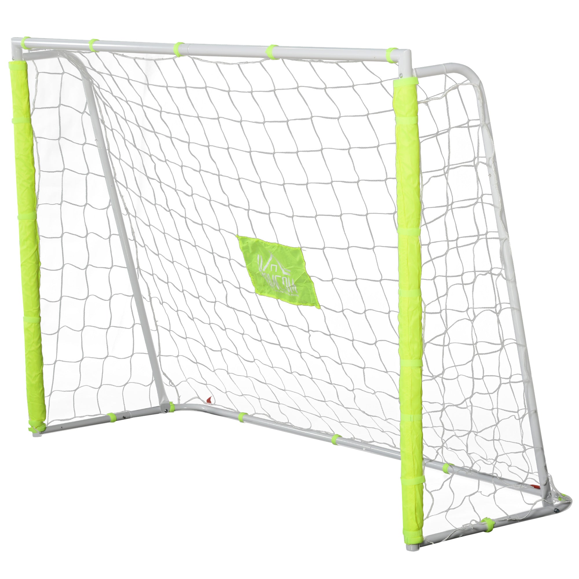 HOMCOM Dārza Futbola Vārti ar Centrālo Mērķi un Metāla Rāmjiem, Oxford Audums, 186x62x123 cm, Balts