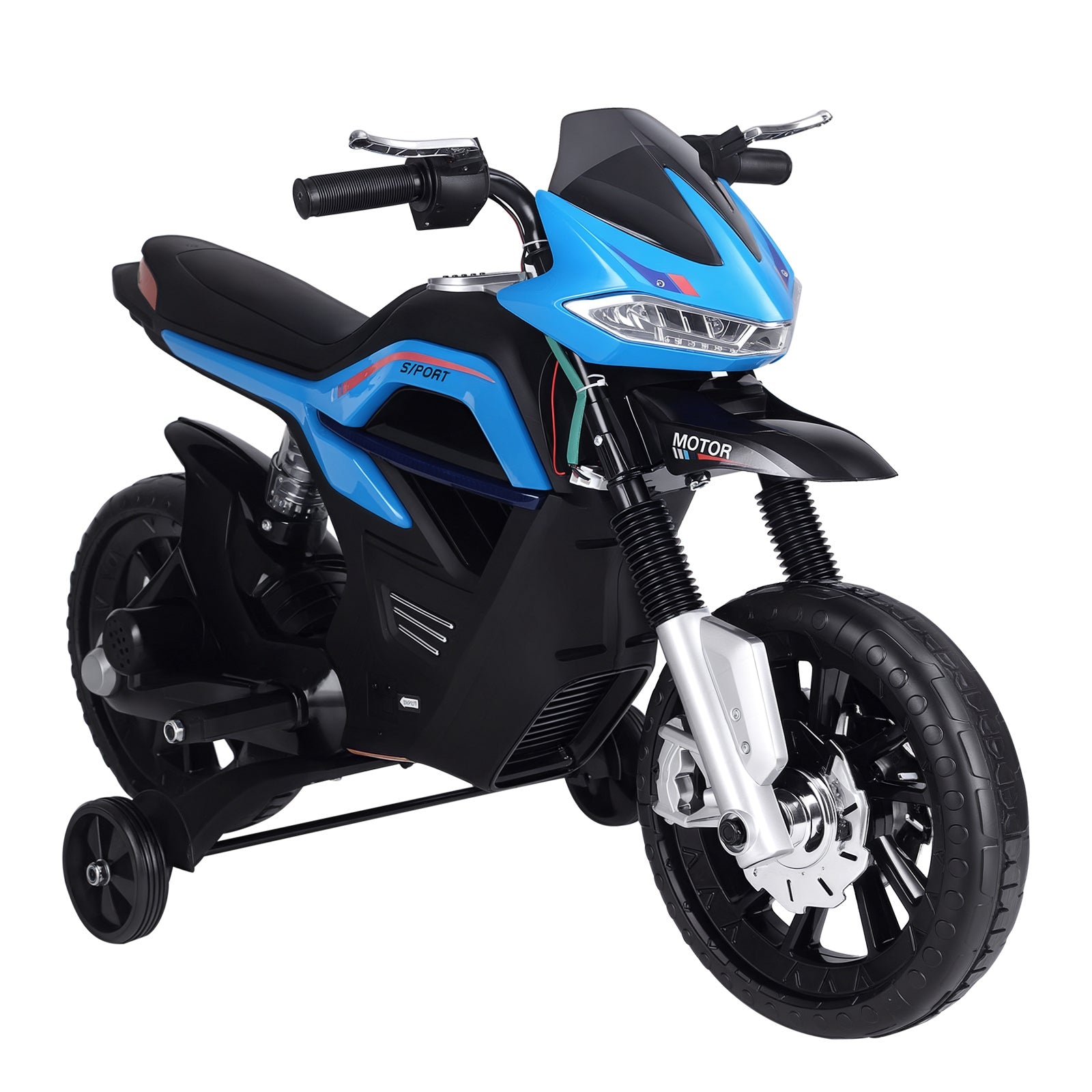 HOMCOM Kinder Elektro-Motorrad Spielzeugmotorrad ab 3 Jahren 6V Akku mit Lichtern und Musik 105x52,3x62,3cm Blau