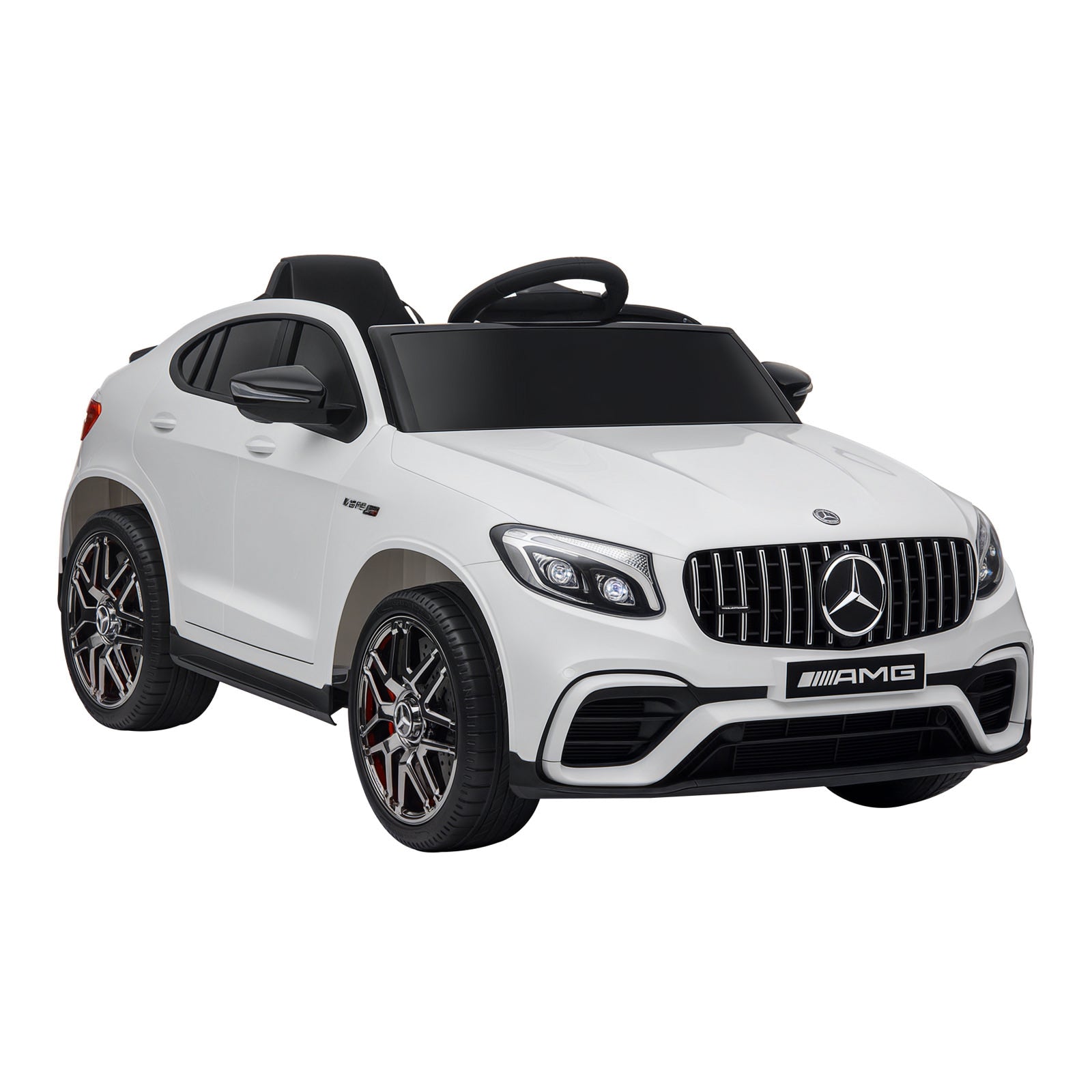 Voiture d'Enfant HOMCOM 12V Mercedes-Benz AMG GLC63S COUPE Voiture Électrique Agréée avec Télécommande, Ceinture de Sécurité, 2 x 35W Moteurs, Blanc 115 x 70 x 55 cm