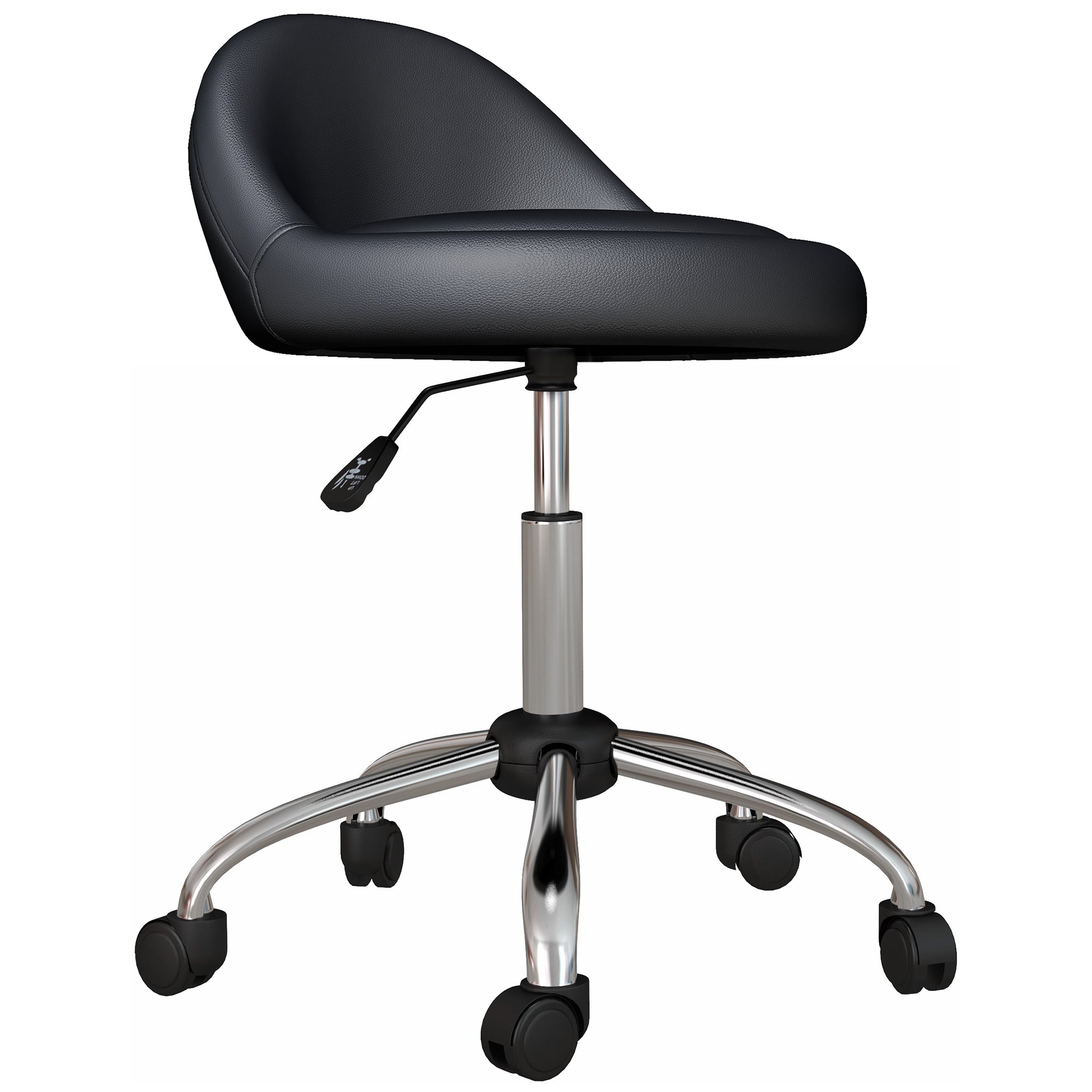 HOMCOM Höhenverstellbarer Rollhocker 63-83 cm Drehhocker mit Rädern Rotierender Salonstuhl Hocker Kunstleder Schwarz