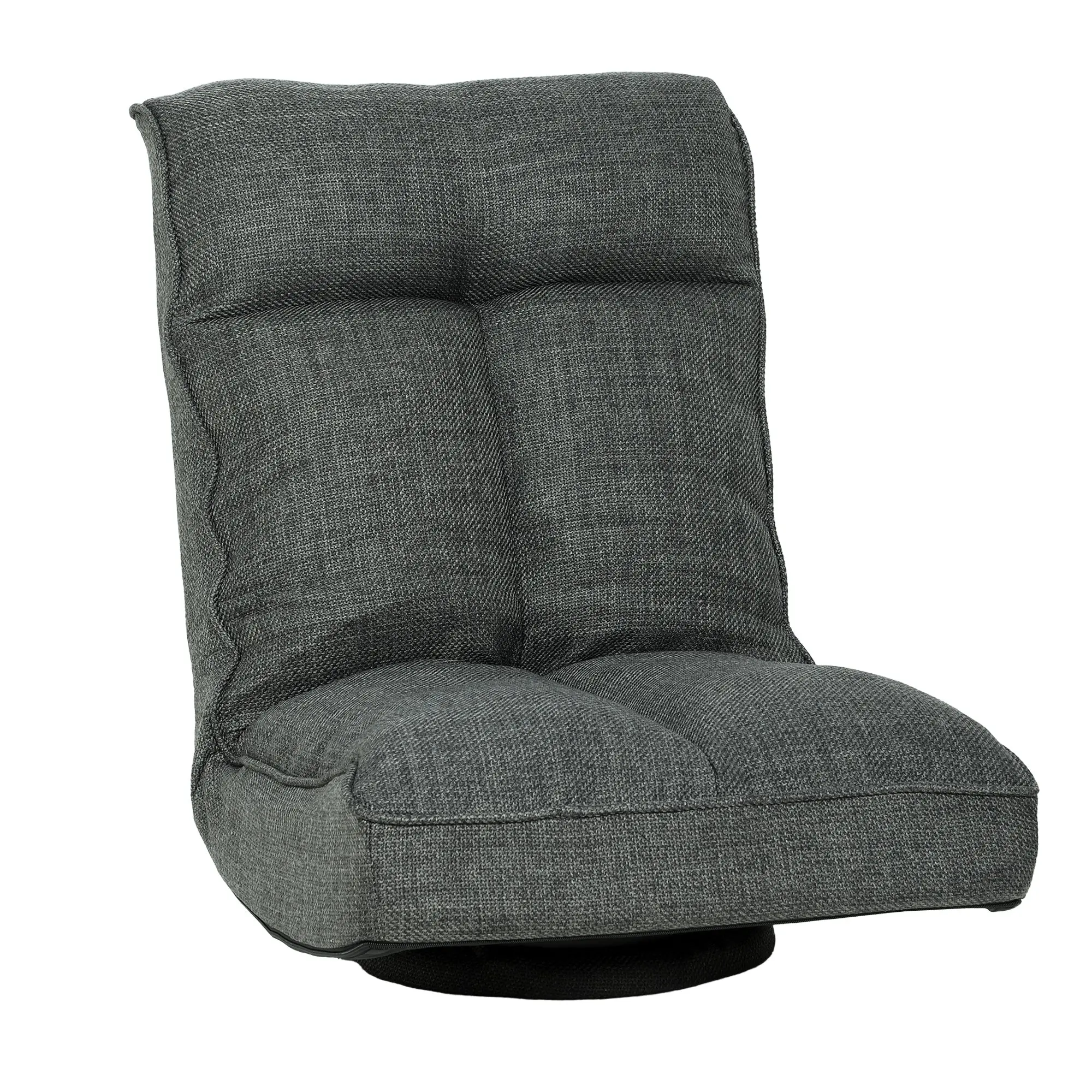 Foldable 360° Swivel Floor Chair — Padded Wide Seat with 5-Position Adjustable Back, Linen-Style Lazy Sofa for Living Room, Office, Bedroom (58 x 107 x 79 cm / 23 x 42 x 31 in) — Gray