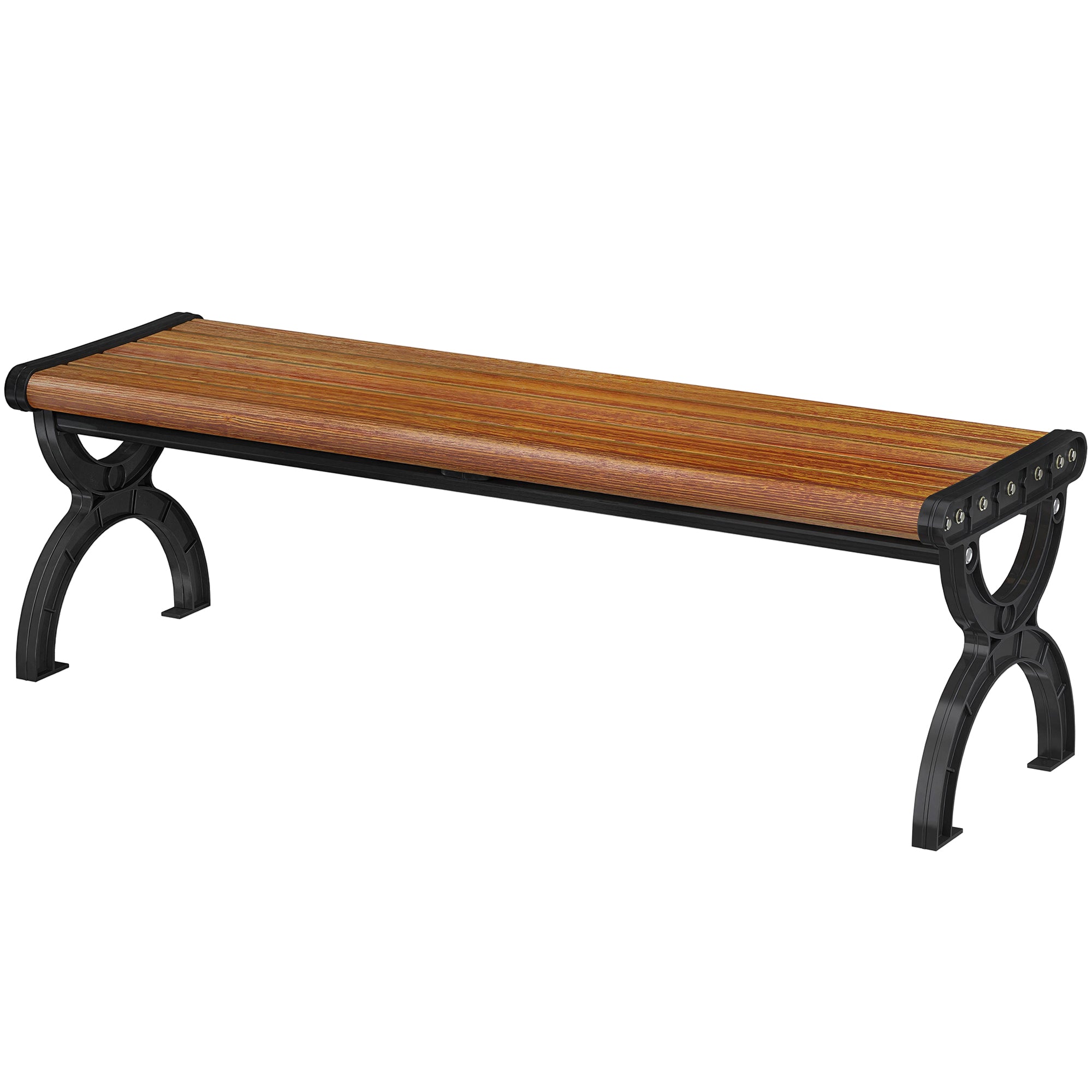 Outsunny 2‑Sitzer Gartenbank für Außenbereich, Metallgestell mit Latten­sitz für Terrasse & Balkon, 124 x 39 x 39 cm, Braun