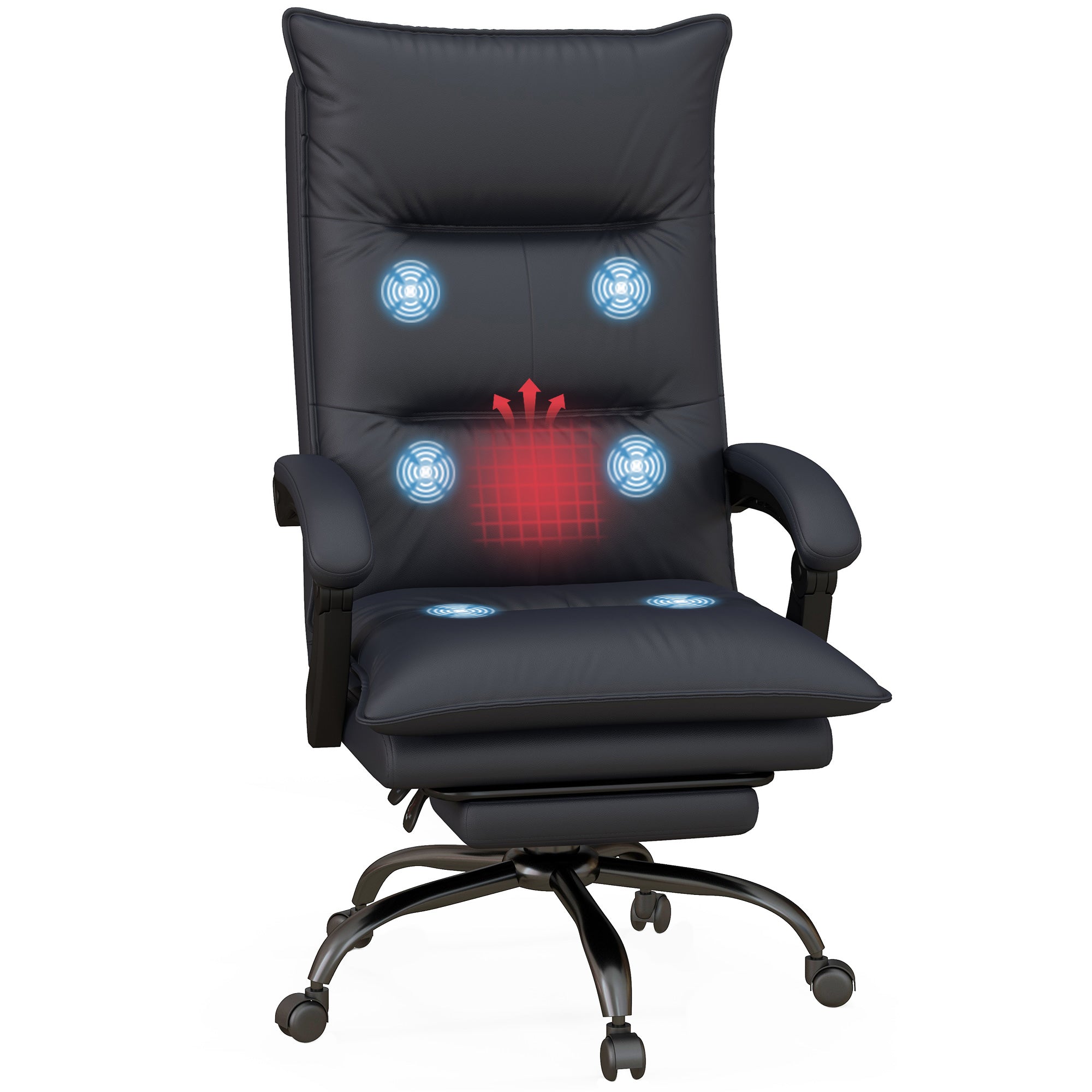 Office Chair with Massage Function Ergonomic Desk Chair with Lumbar Heating, Reclining Function, Footrest Height Adjustable 360° Swivel Executive Chair, Microfiber, Dark Gray