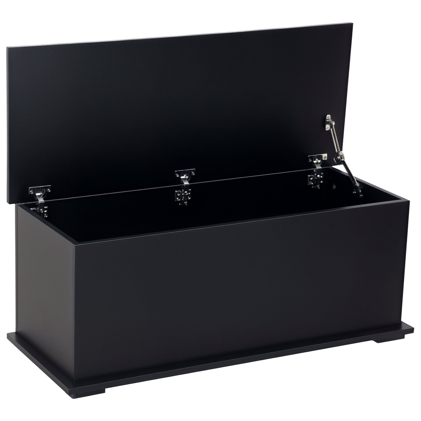 HOMCOM Dřevěný úložný box s víkem, nosnost max. 120 kg pro ložnici a obývací pokoj 100x40x40 cm Černý